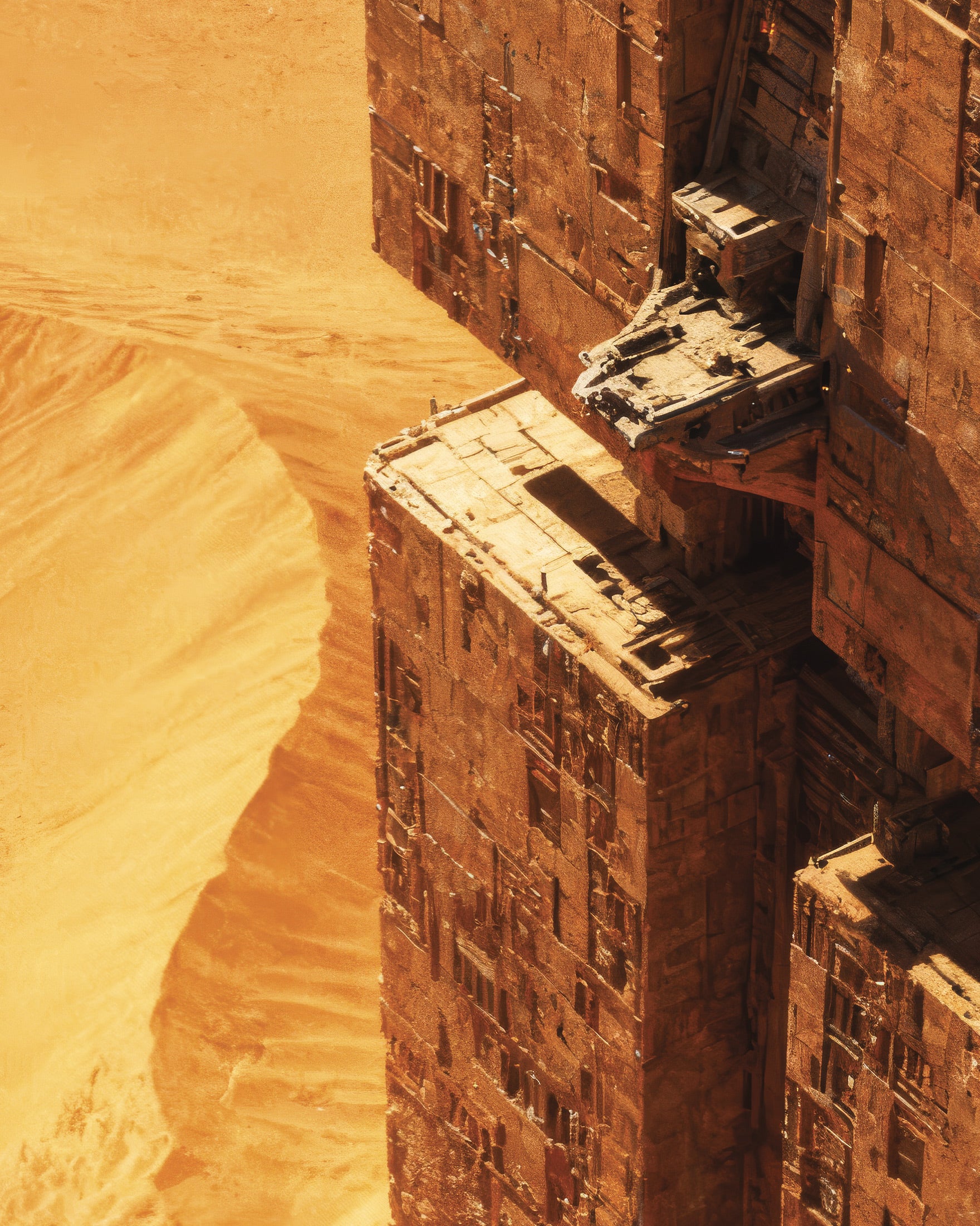 Desert Fortress Poster, Dune, Sci-Fi Megastructure Art Print