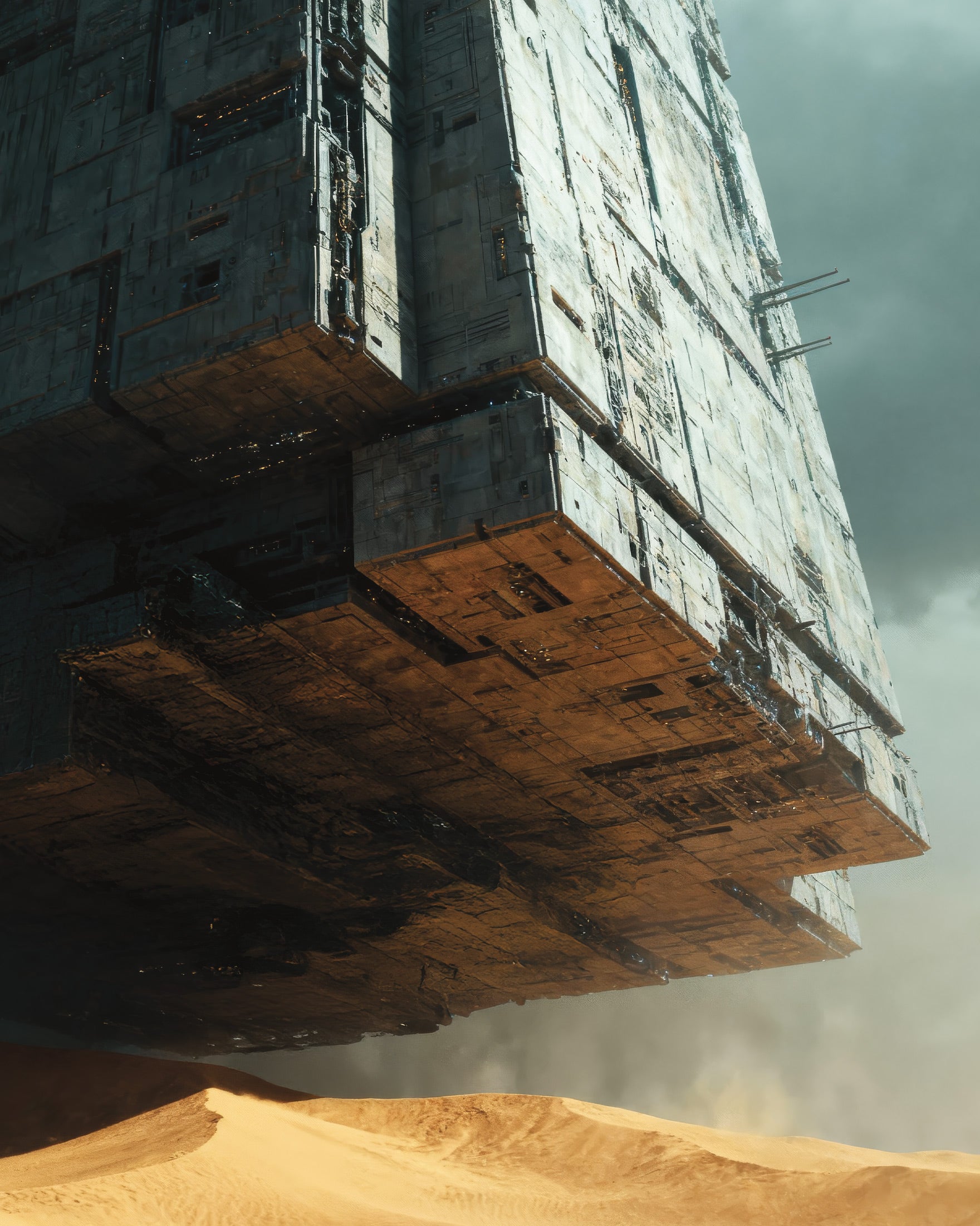 Floating Megastructure Poster, Dune, Sci-Fi Desert Art Print
