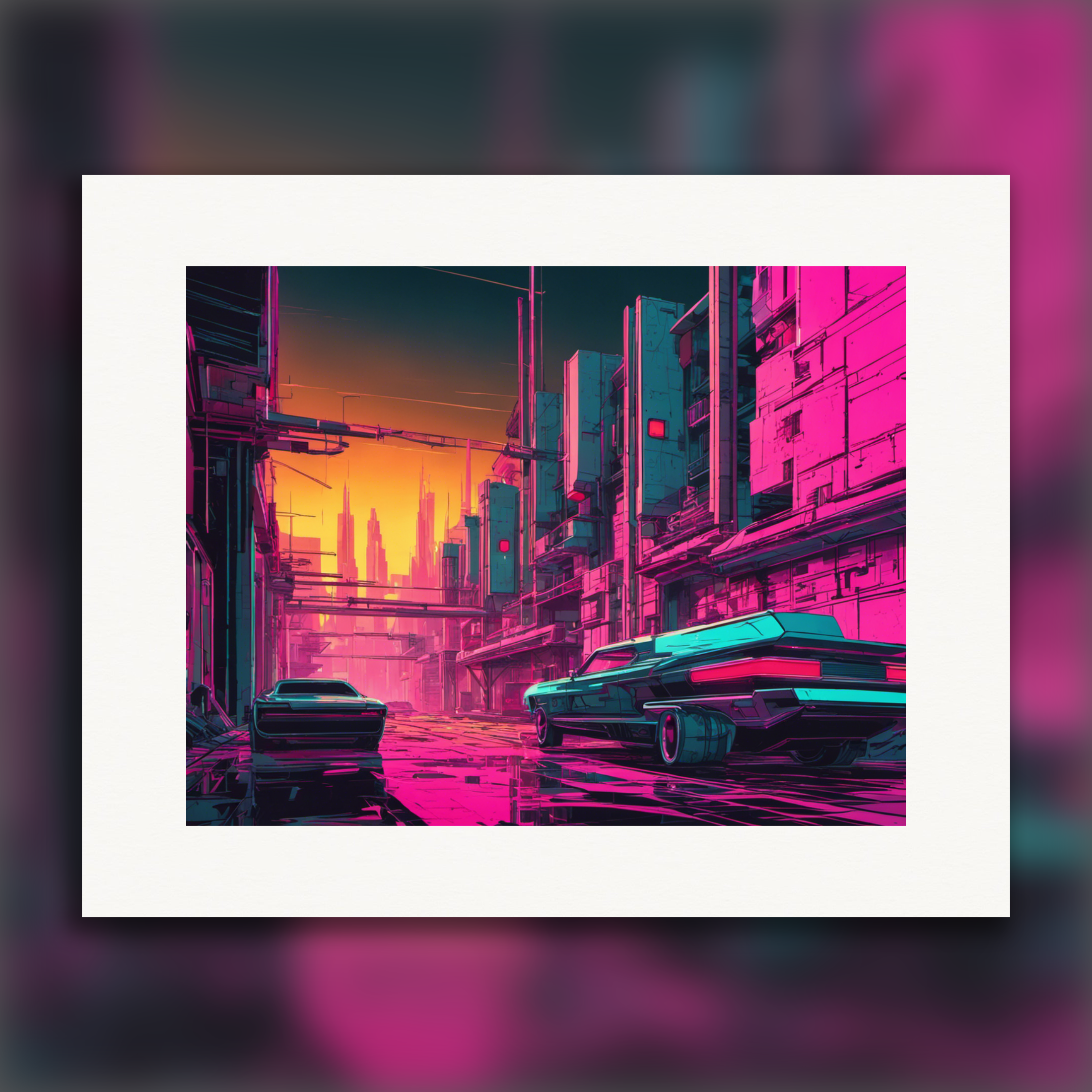 Neon punk, pink city - Poster