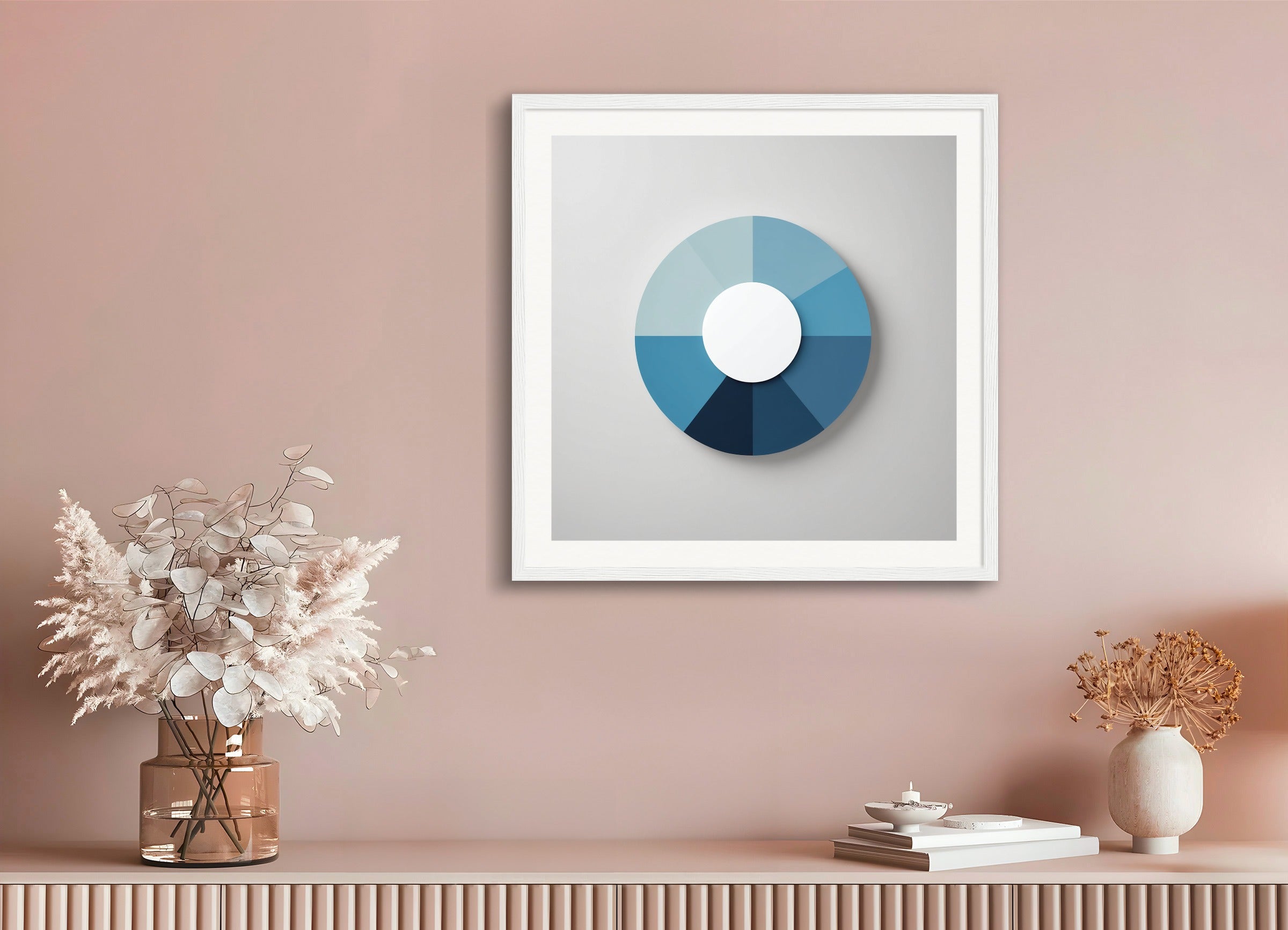 Poster with wood frame: Minimalism art, a circle