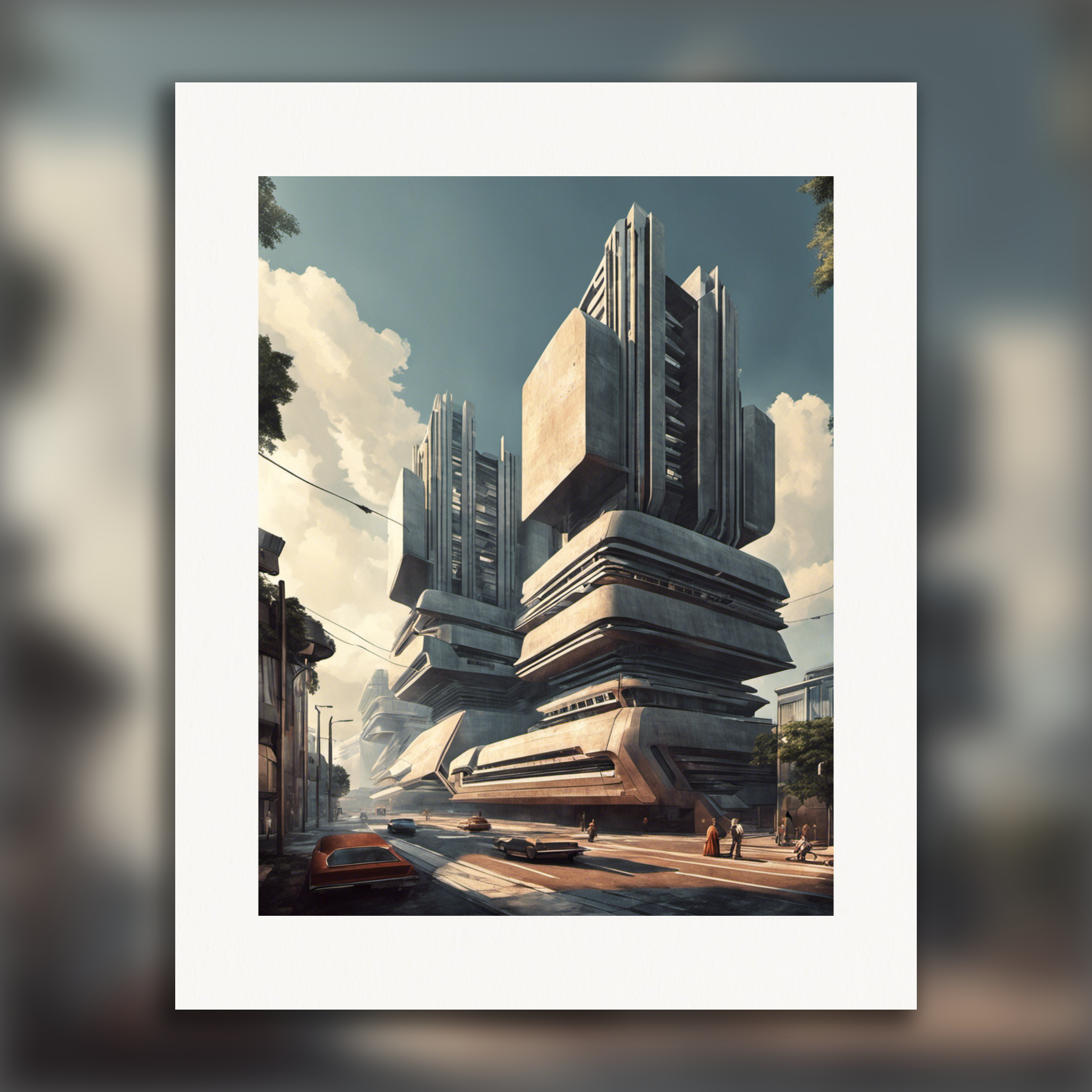 Retro future, brutalist architecture - Poster