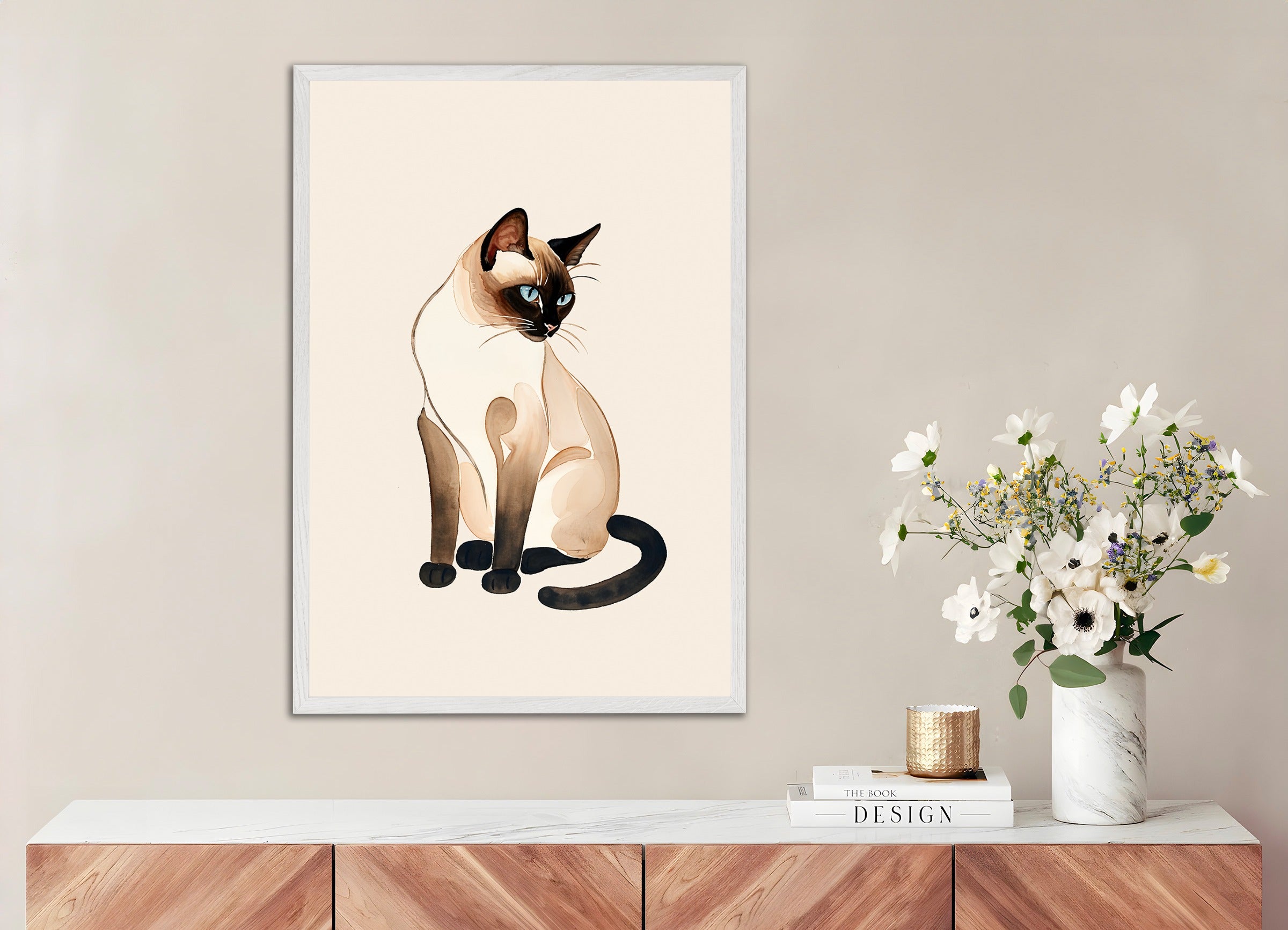 Poster with white wood frame: Siamese cat 02