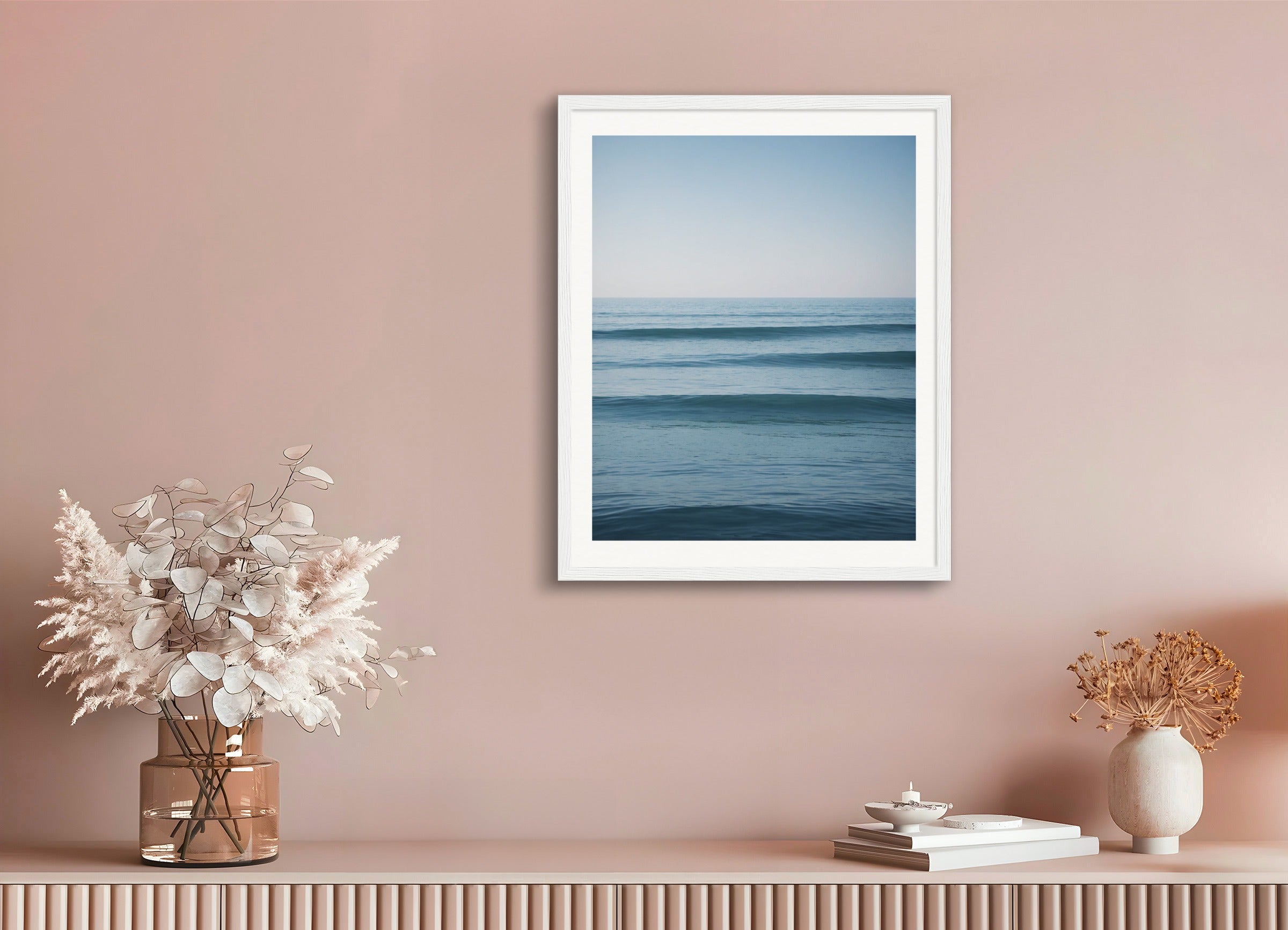 Poster with wood frame: Minimalism art, Ocean