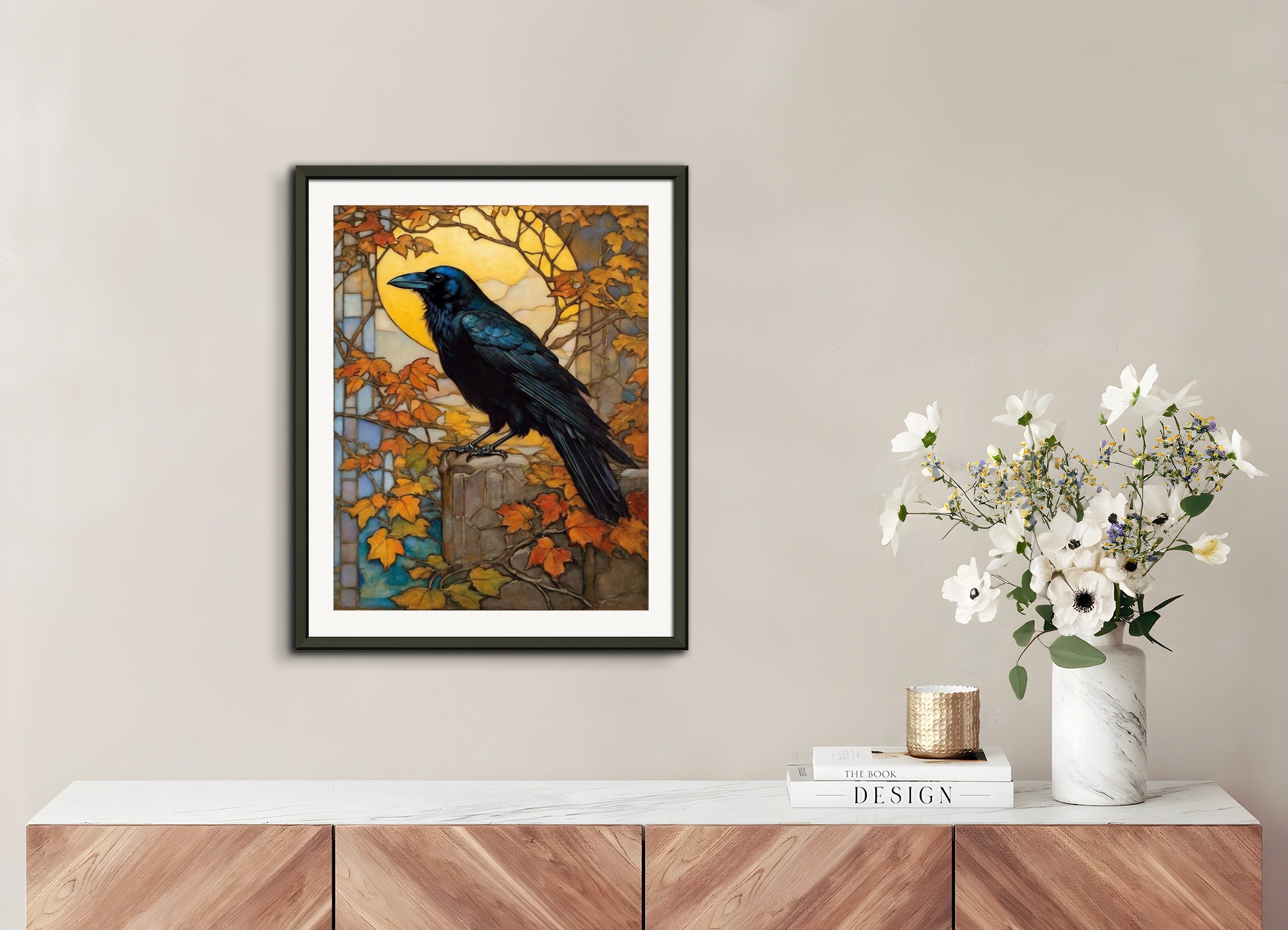 Poster with metal frame: Louis Comfort Tiffany, Crow