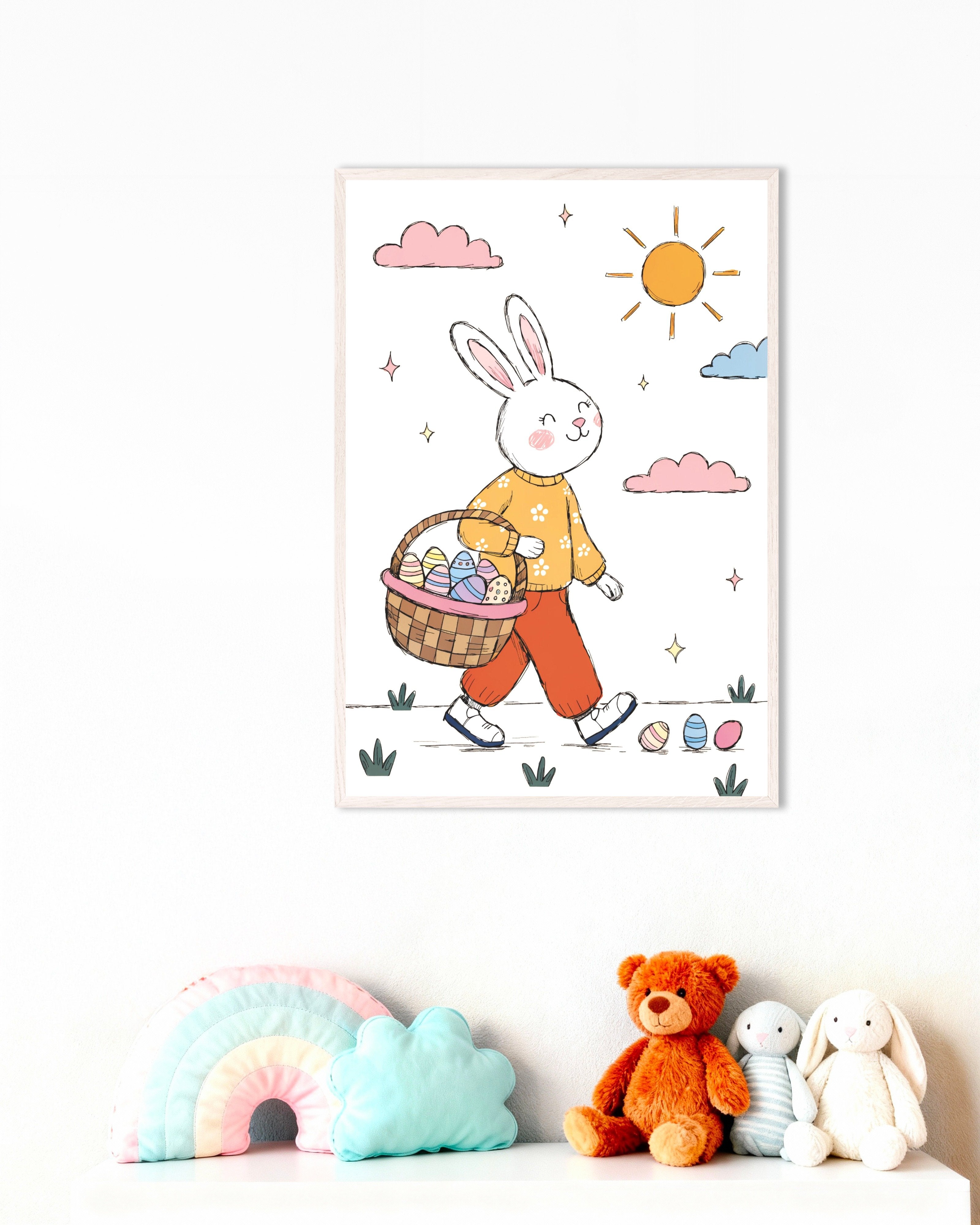 Poster of Easter Bunny Stroll Poster, with white wooden frame