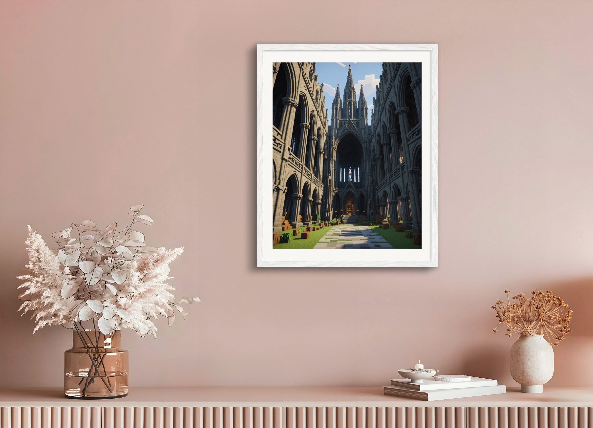 Poster with wood frame: Minecraft, Cathedral