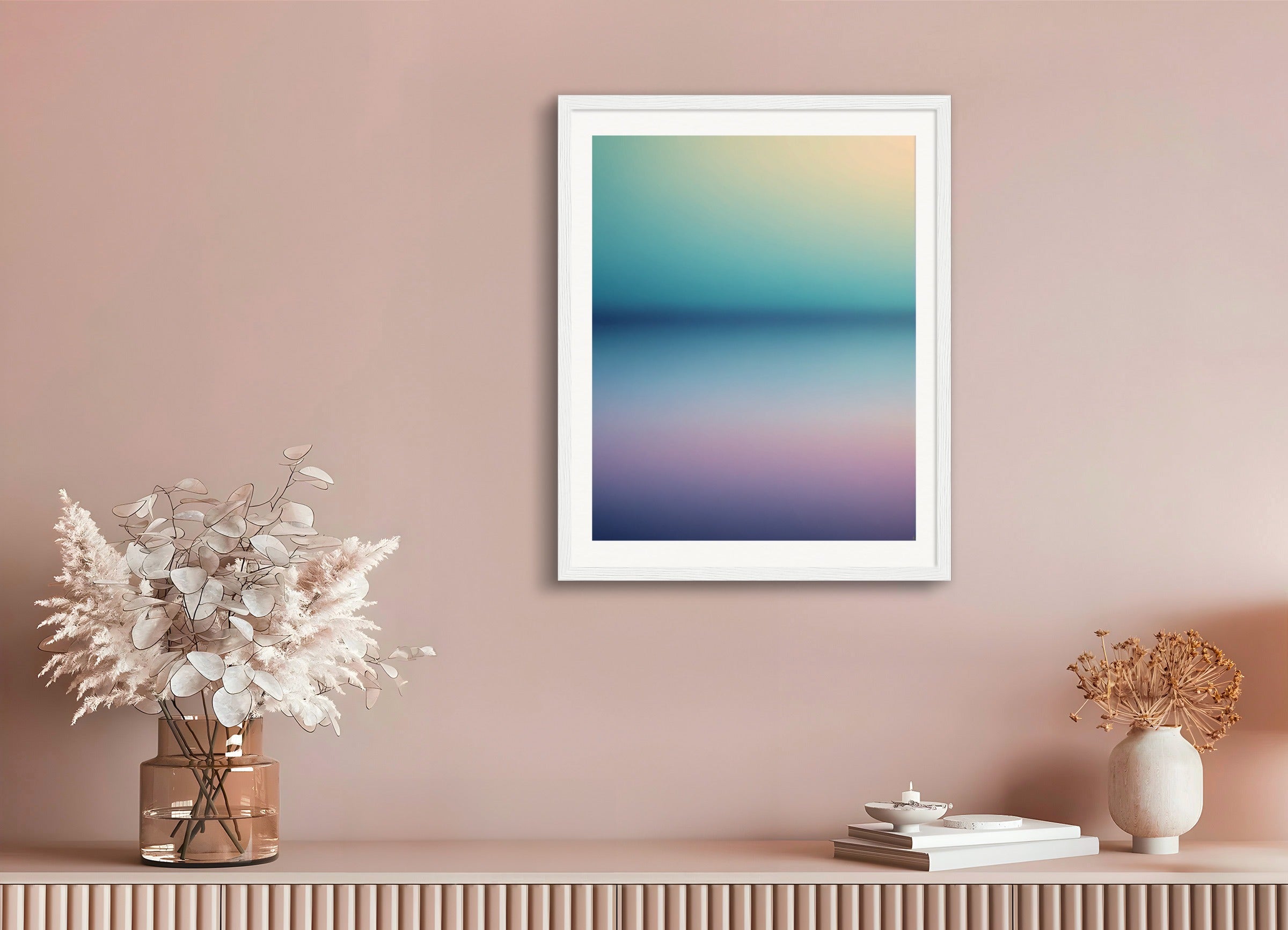 Poster with wood frame: Soothing Abstract Gradients, Ocean