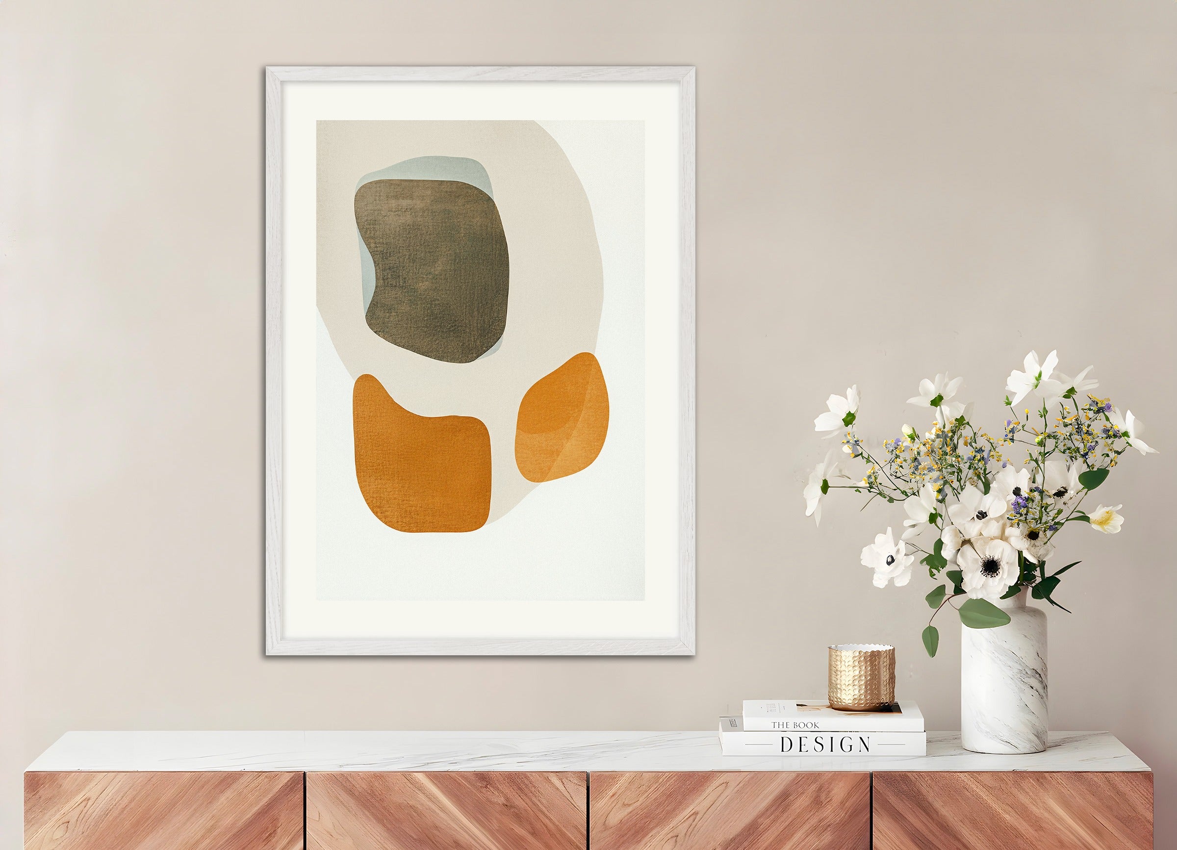 Poster with white wood frame: Abstract spots