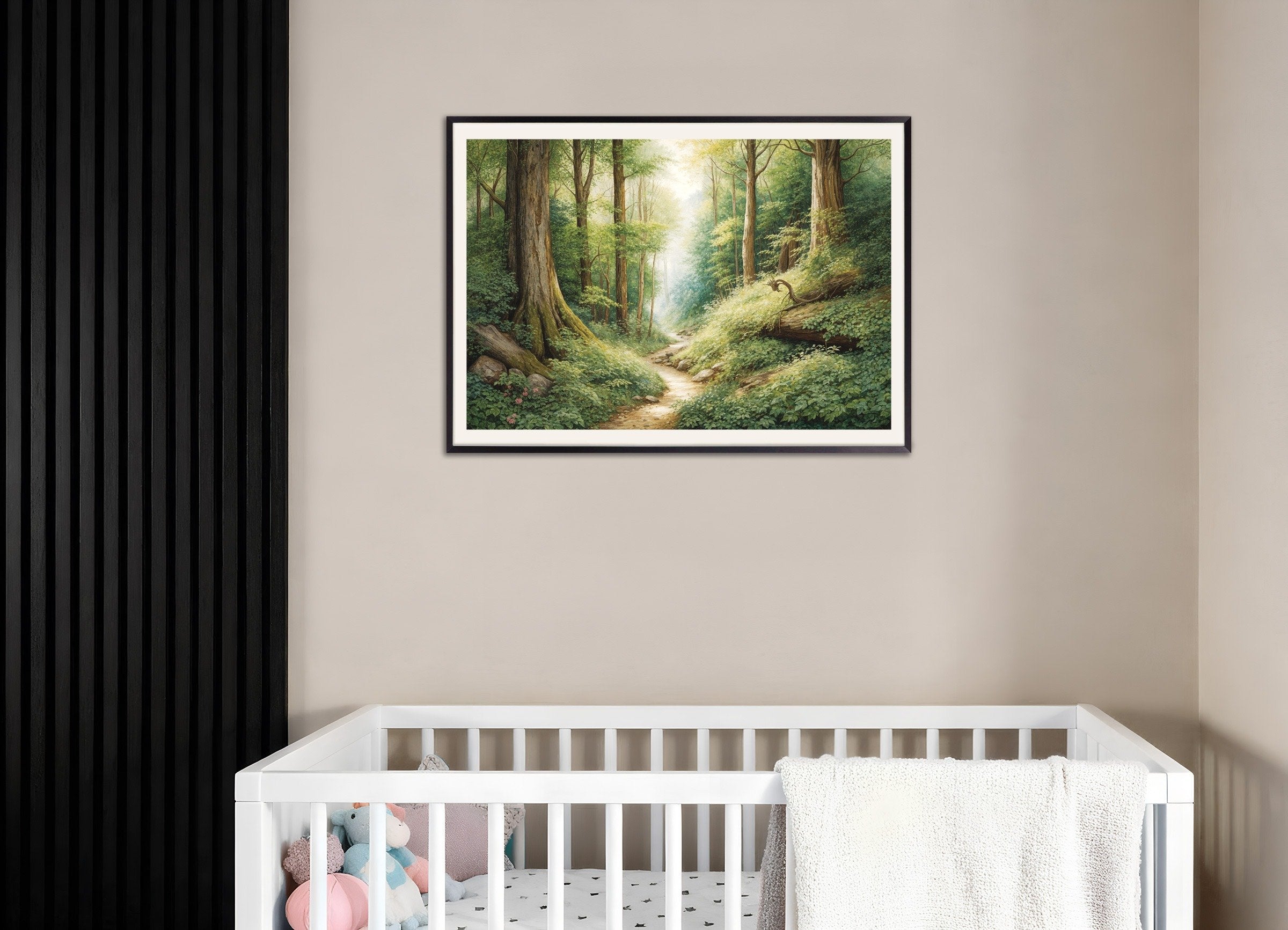 Poster of Enchanted Forest Poster – Poetic Woodland Art, with metal frame