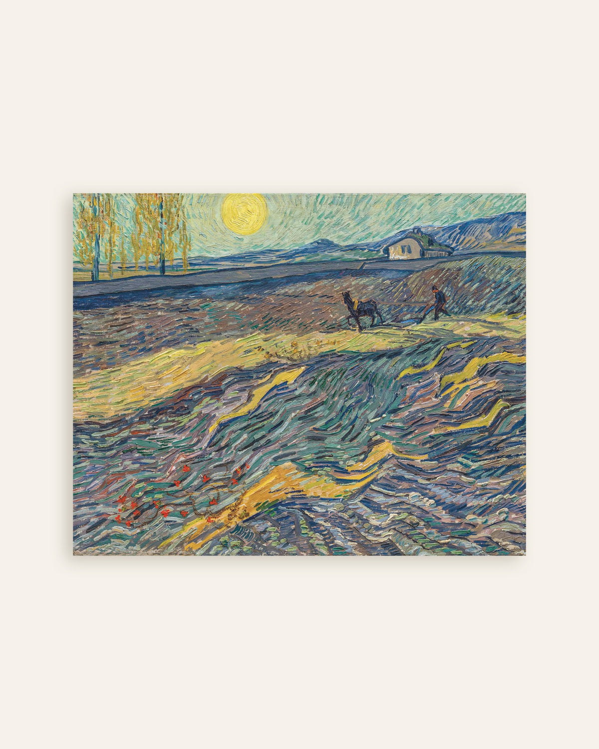 Poster of Enclosed Field with Ploughman (1889) by Vincent van Gogh, thumbnail