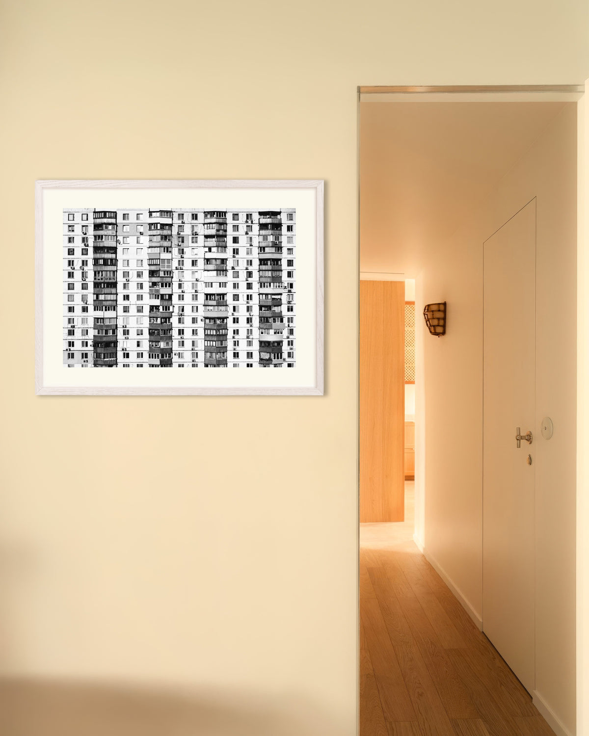 Poster of Endless Apartment Block, with white wooden frame