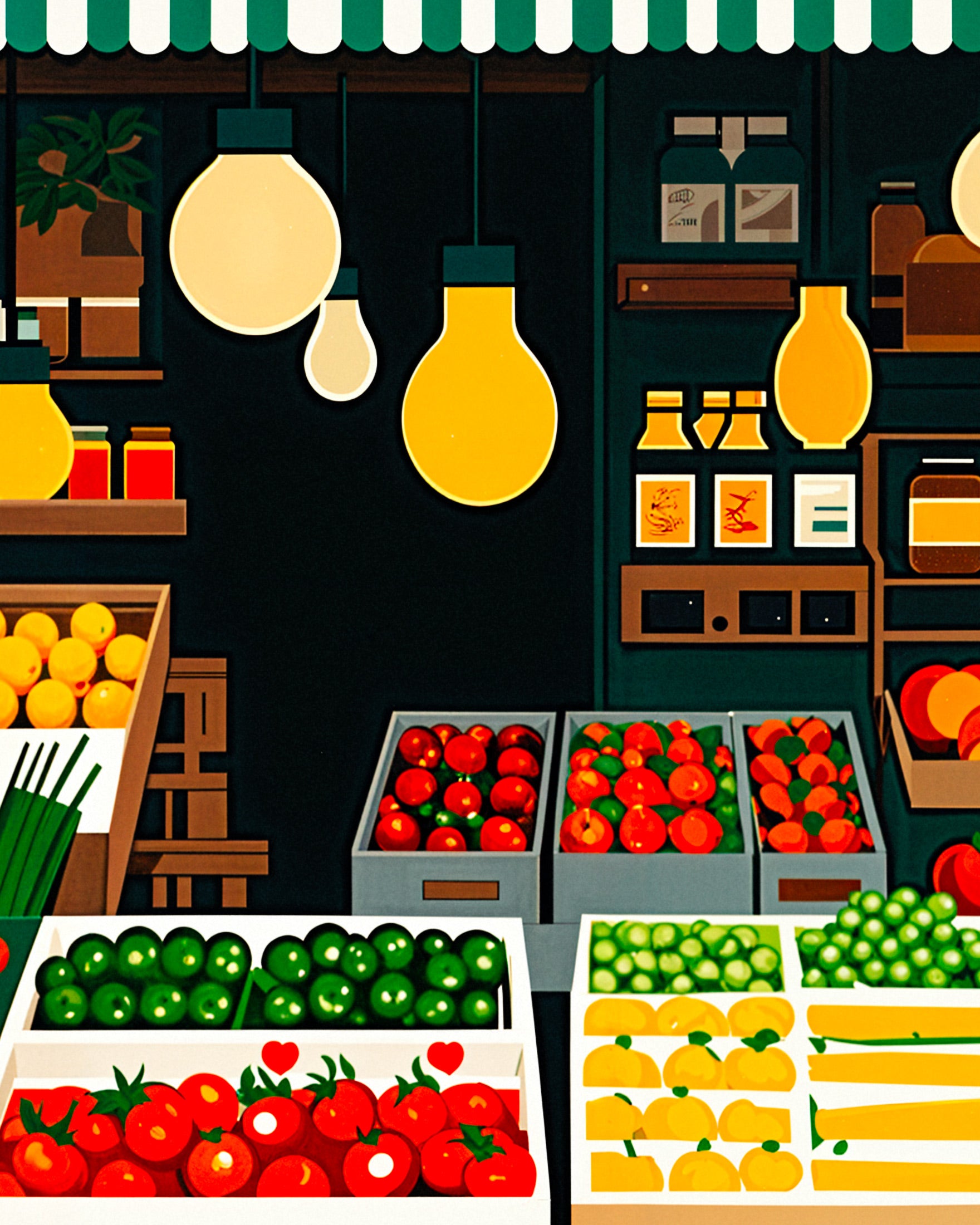 Supermarkt, fruit en groenten - Poster