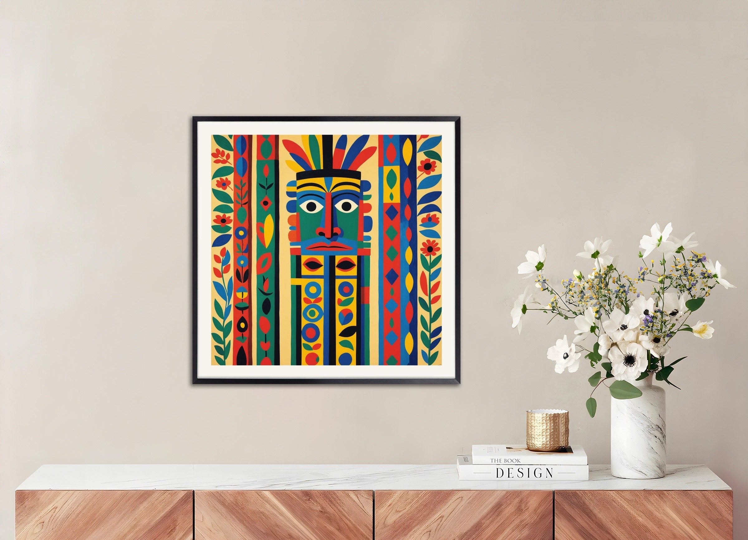 Poster of Expressive and abstract shapes, decorative sensitivity, with metal frame