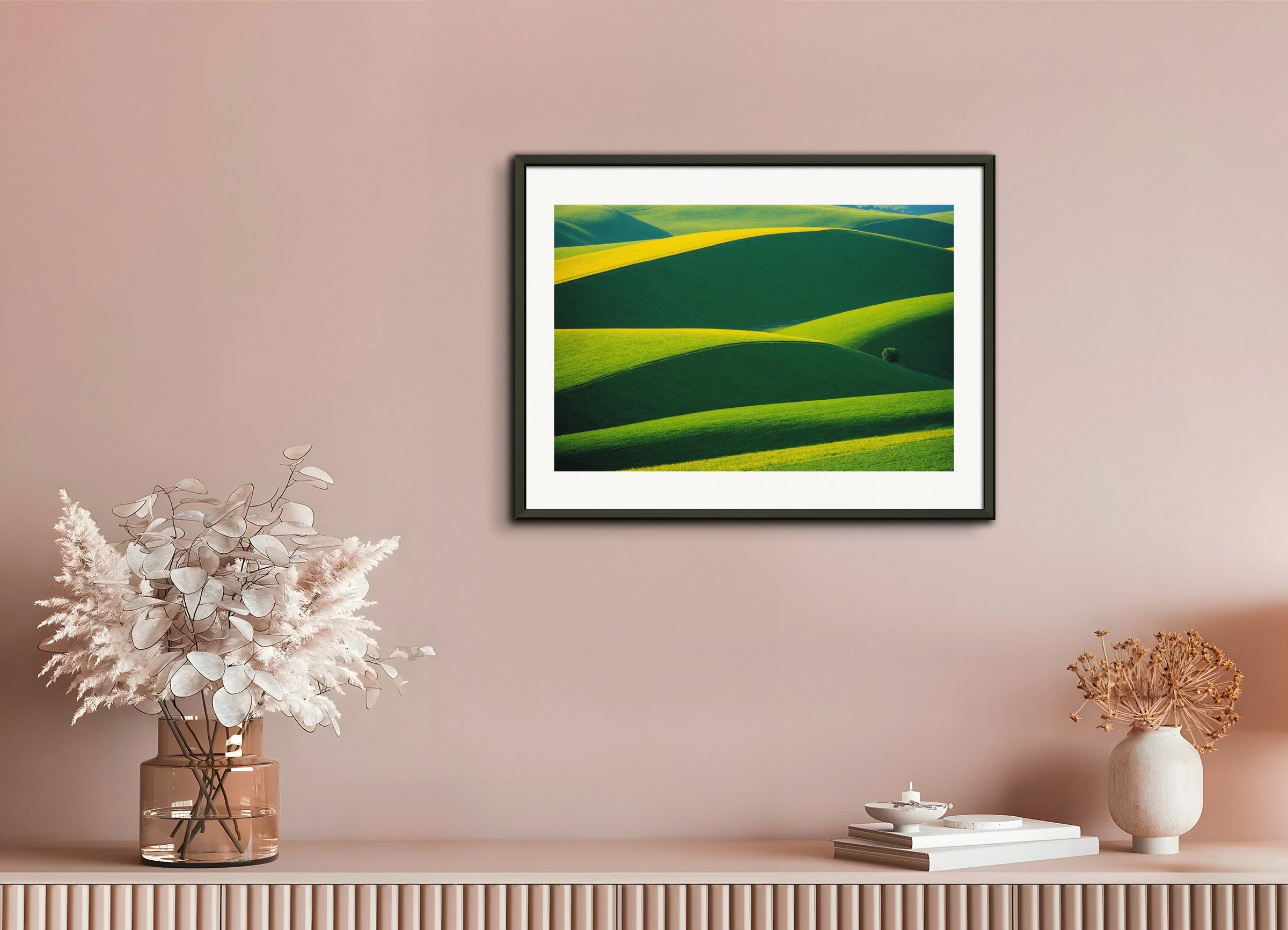 Poster with metal frame: Abstractions, geometric compositions in landscapes, Fields and hills