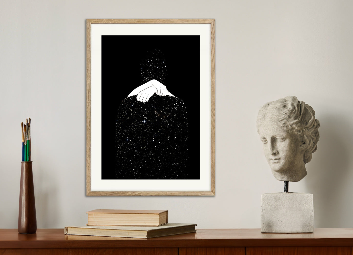 Poster with natural wood frame: I'm in Love with a Galaxy