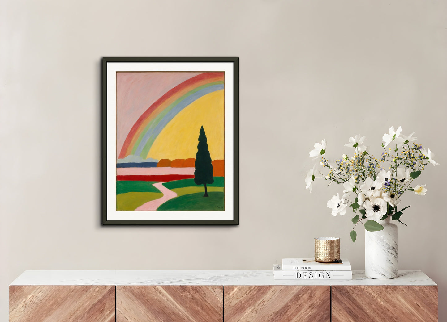 Poster with metal frame: American intimate figurative, abstract trend, Rainbow