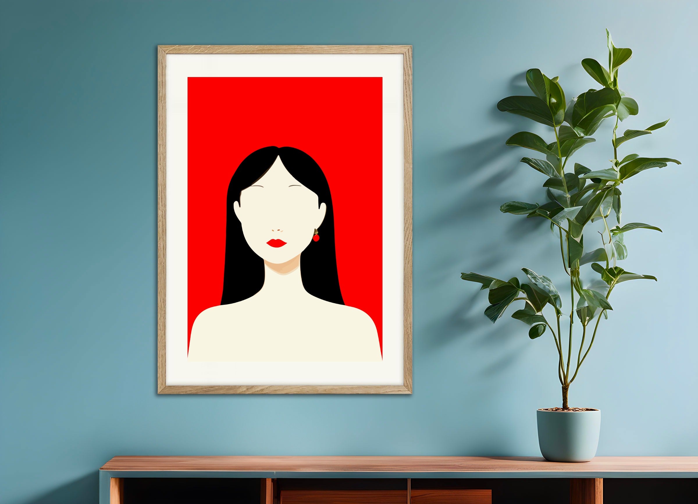 Poster with natural wood frame: Portrait of Nina