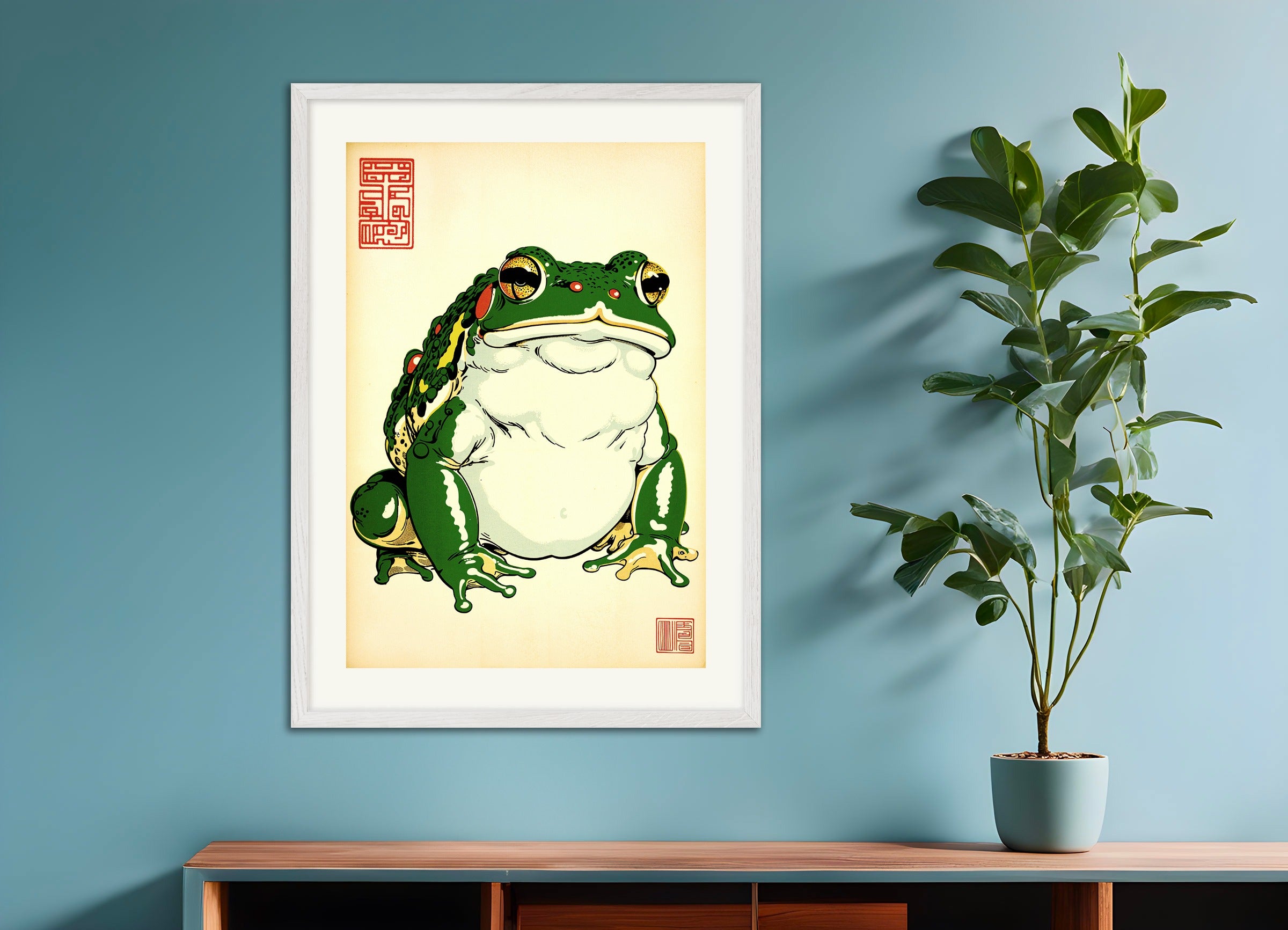 Poster with white wood frame: Japanese toad 04