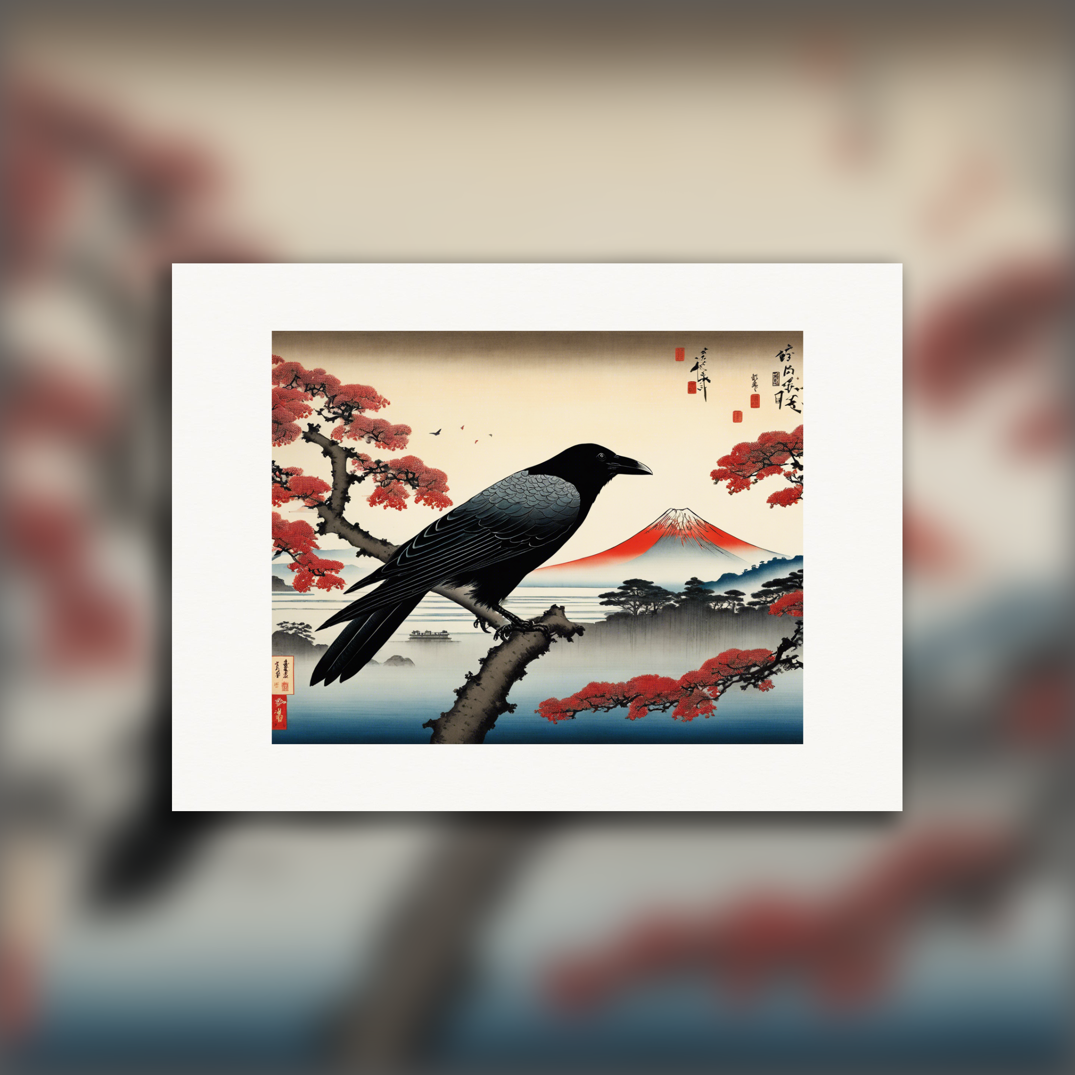 Vistas poéticas de ukiyo-e, momentos fugaces, Cuervo - Póster