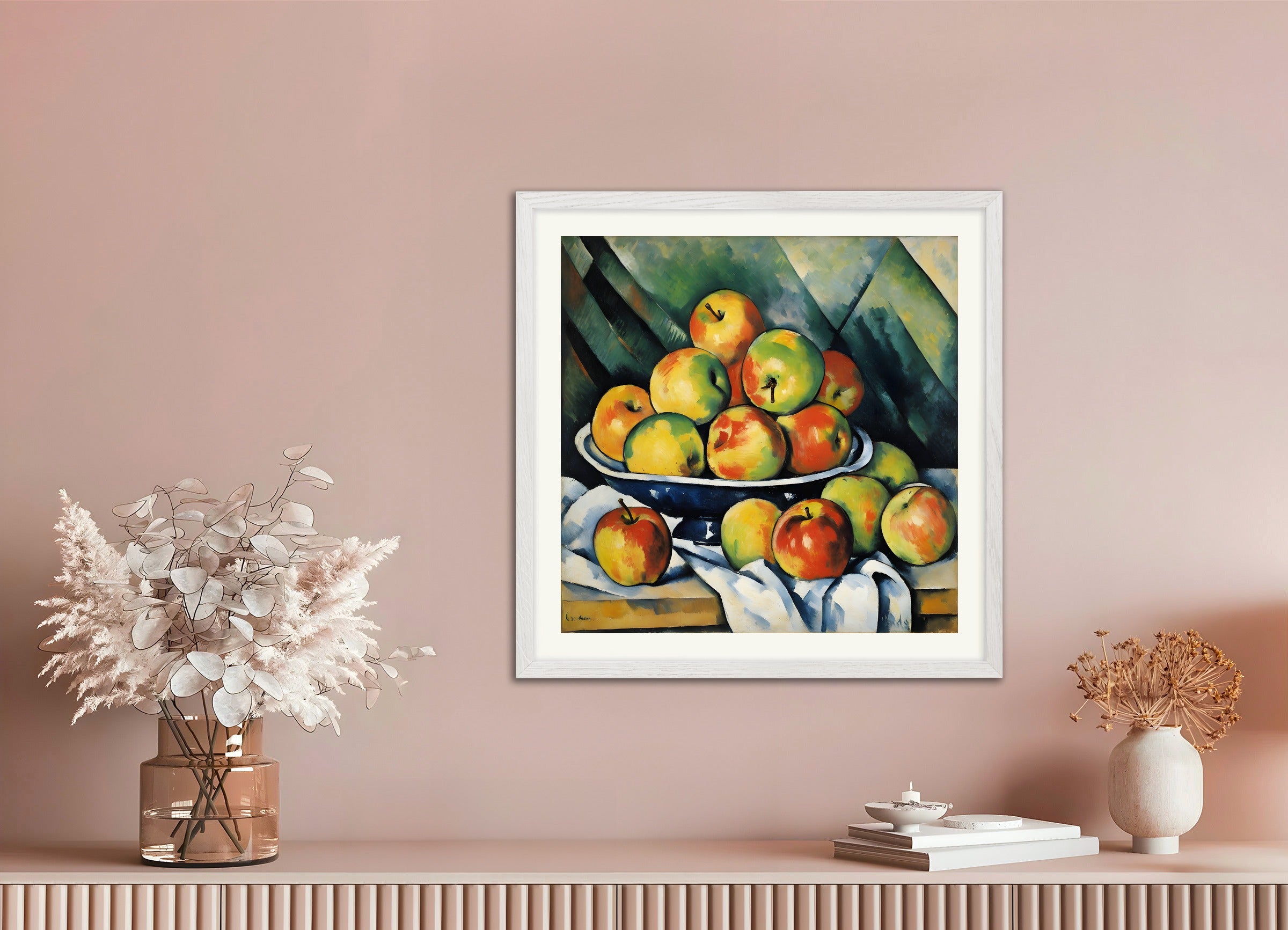 Poster with white wood frame: Fauvism, basket of apples