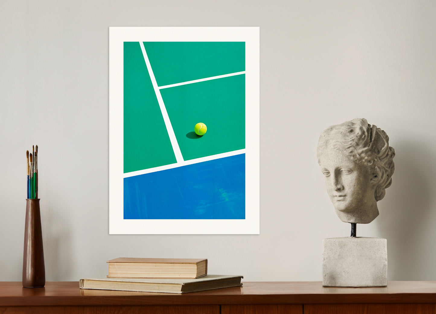 Poster: Tennis ball and court, none