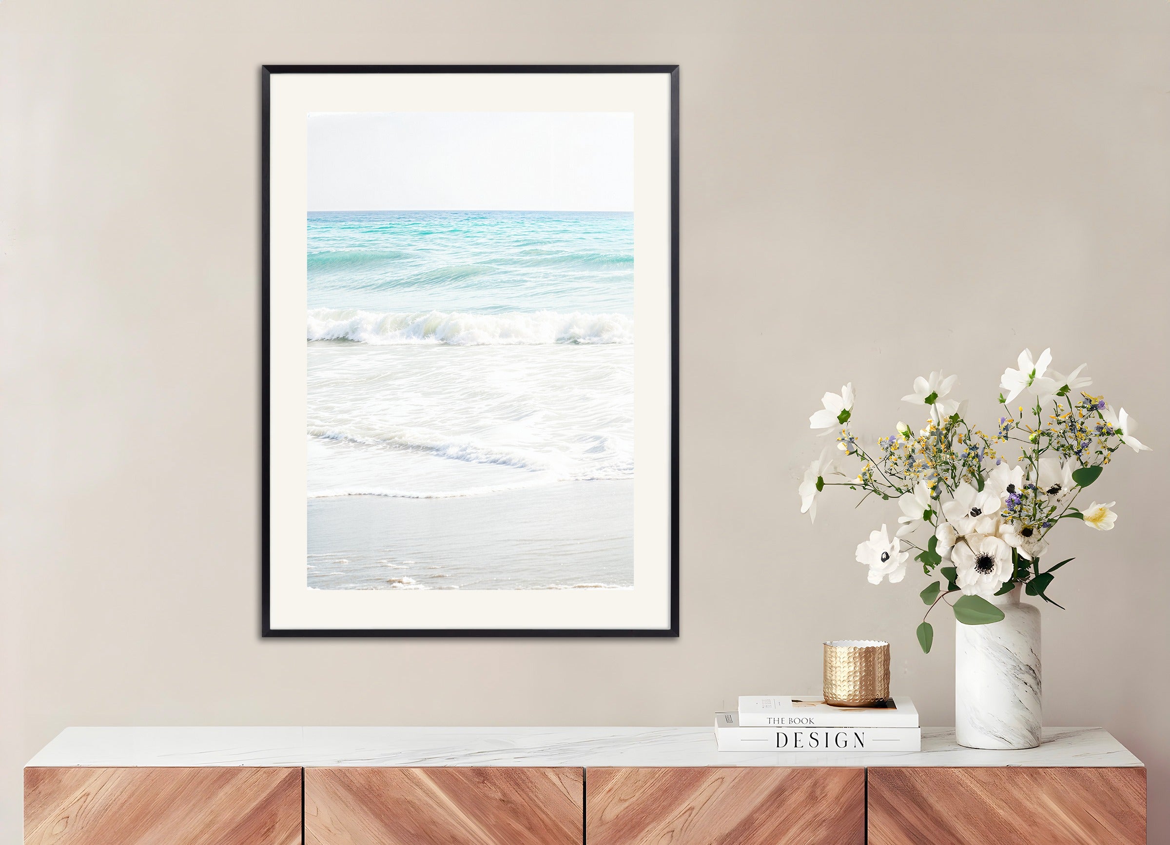 Poster with metal frame: Ocean poster, pastel colors