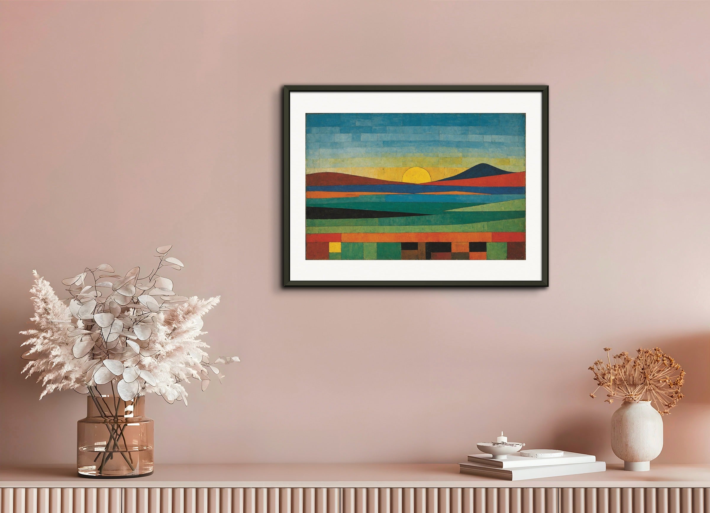 Poster with metal frame: Abstract compositions with fanciful shapes, Zen landscape