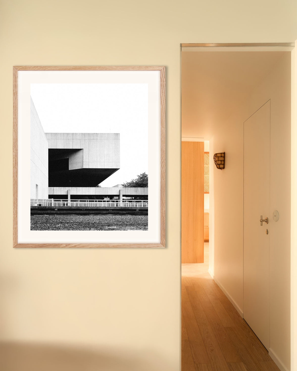 Poster of Floating Concrete Block, with natural wooden frame