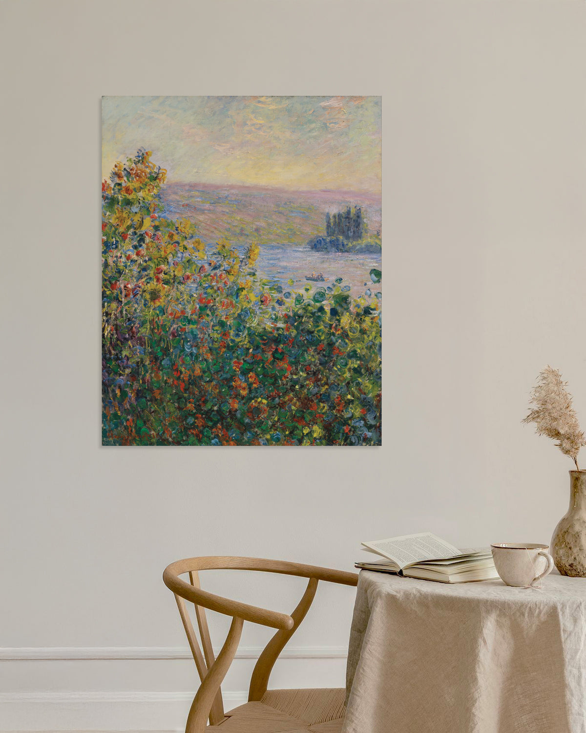 Plakat Blomsterbed i Vétheuil (1881) av Claude Monet