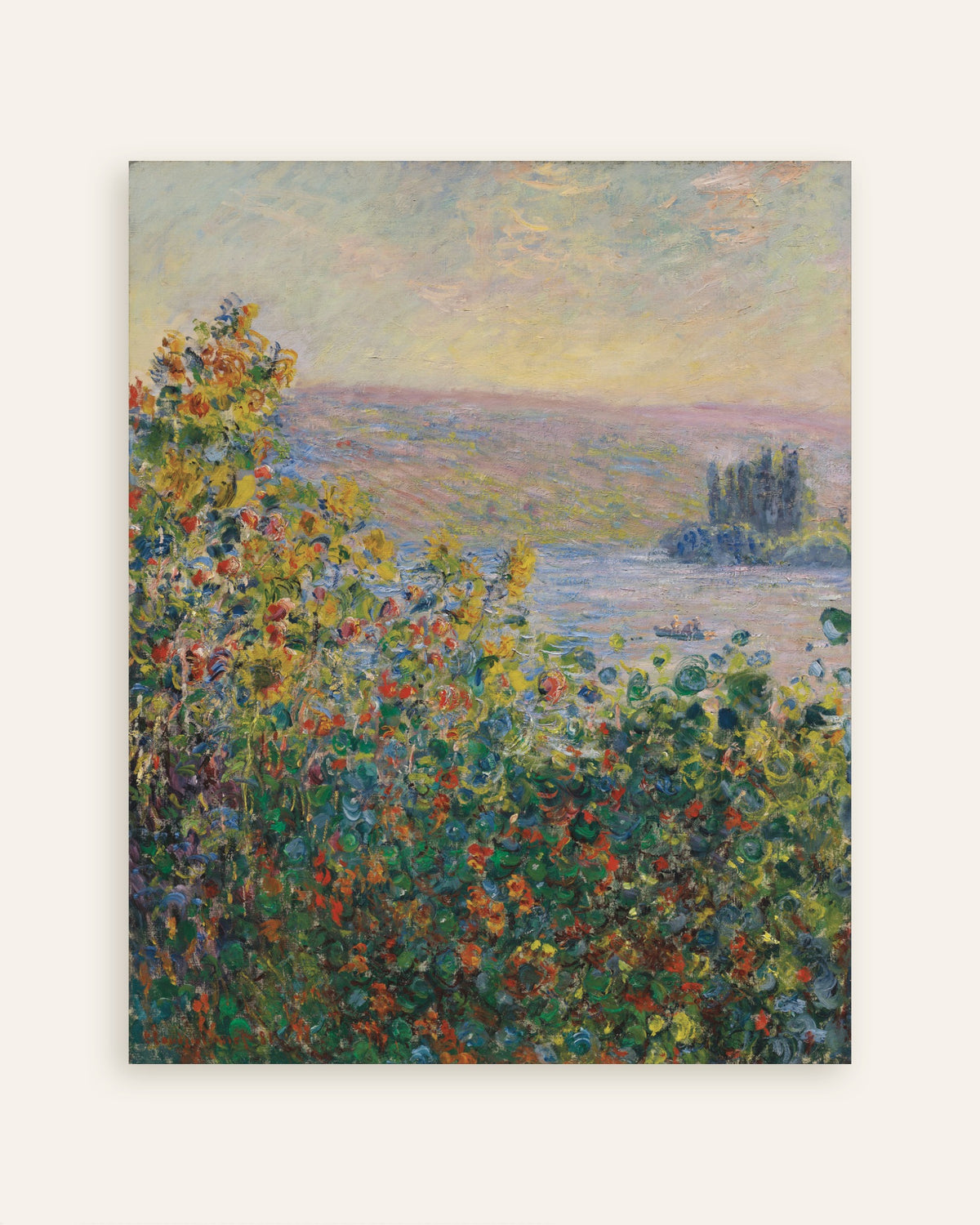 Plakat Blomsterbed i Vétheuil (1881) av Claude Monet, miniatyr