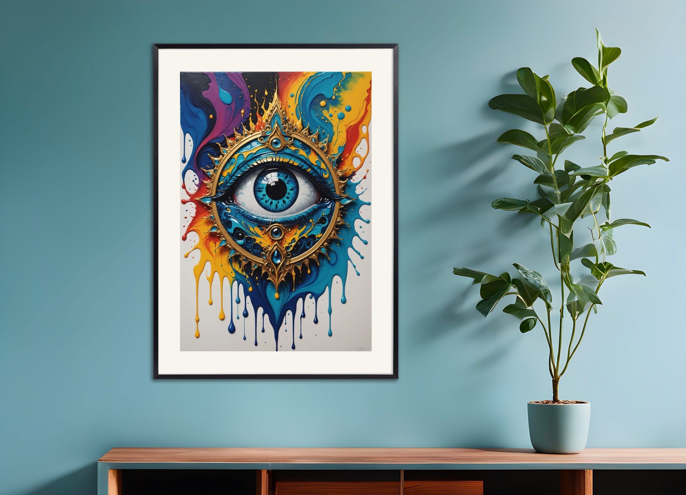 Poster of Fluid art, with metal frame