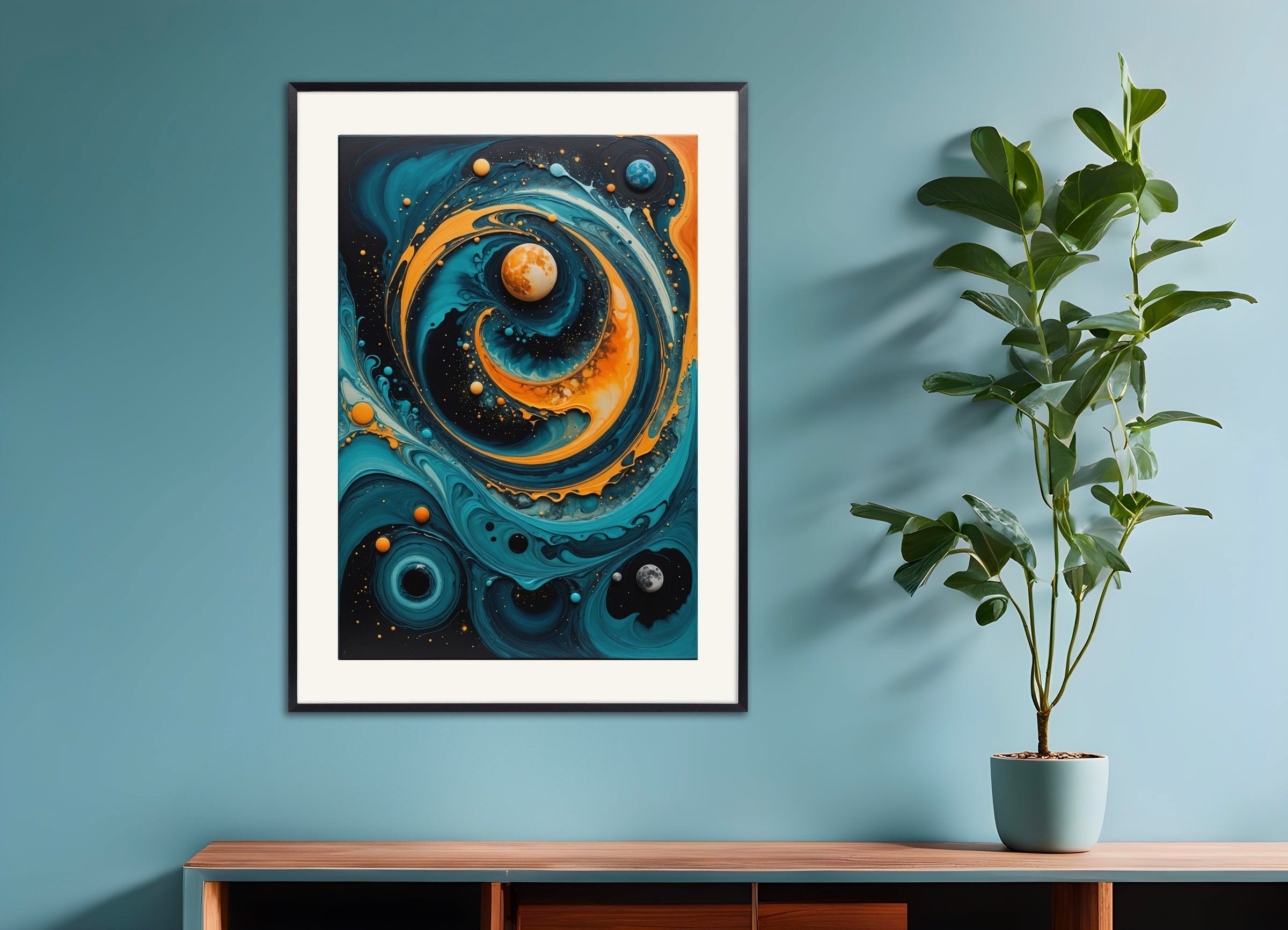 Poster of Fluid art, with metal frame