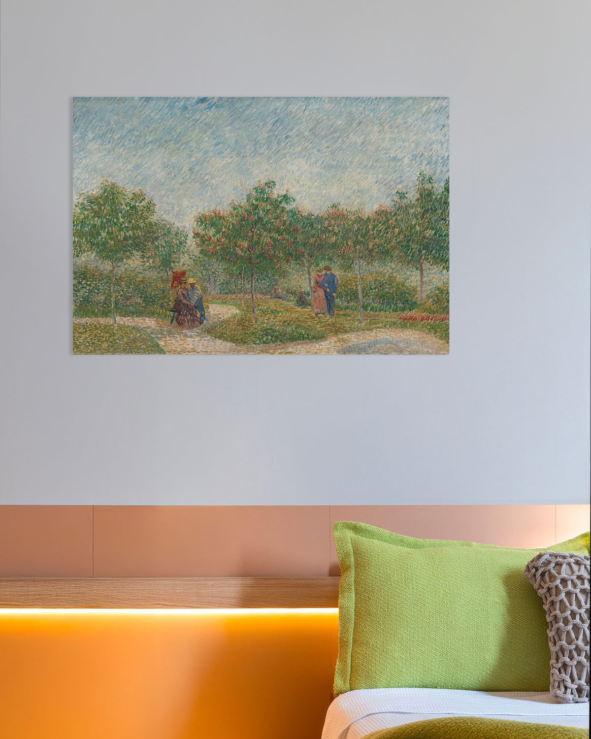 Poster av Hage med kurtiserende par, Square Saint-Pierre (1887) av Vincent van Gogh