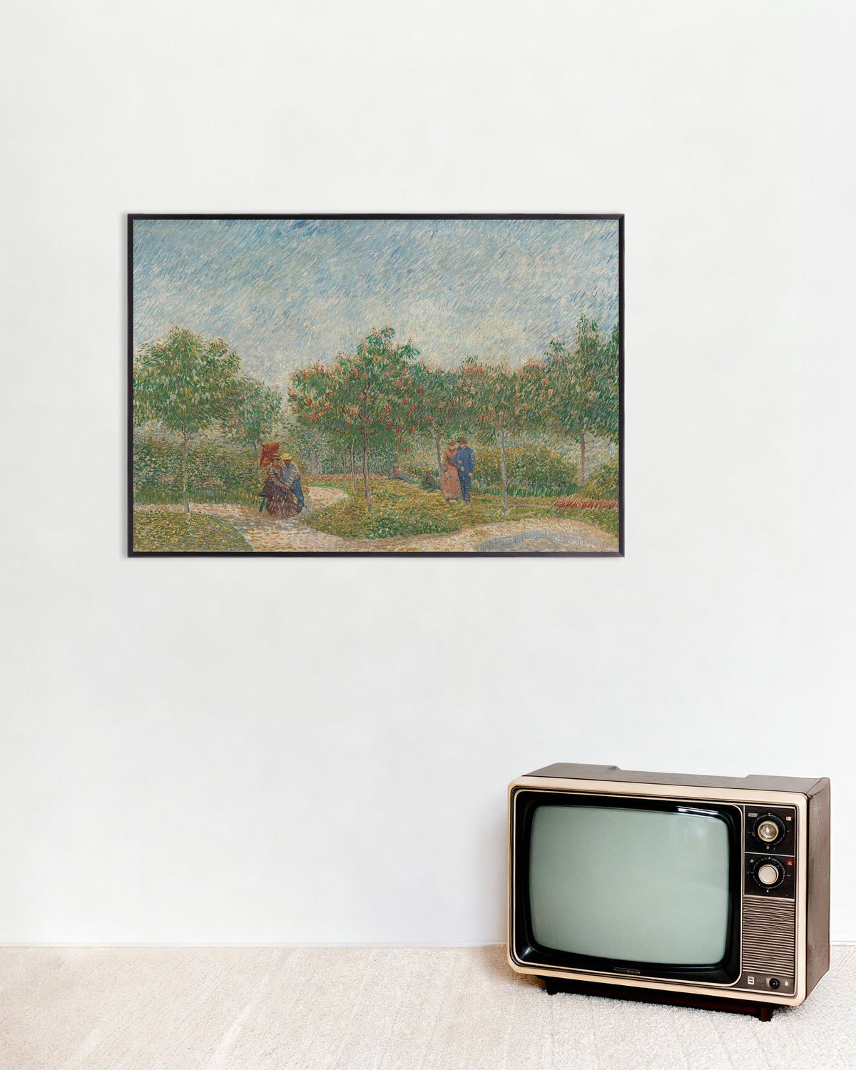 Poster av Hage med kurtiserende par, Square Saint-Pierre (1887) av Vincent van Gogh, med metallramme