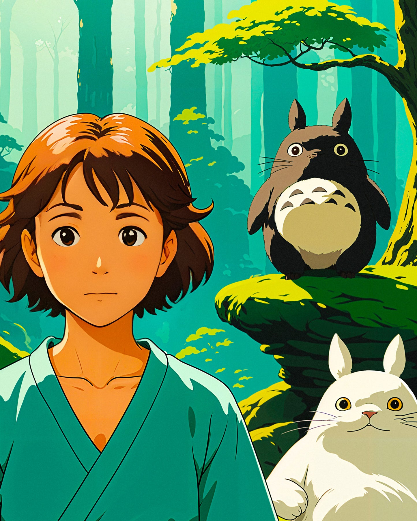 Studio Ghibli Poster, Totoro and Meditation