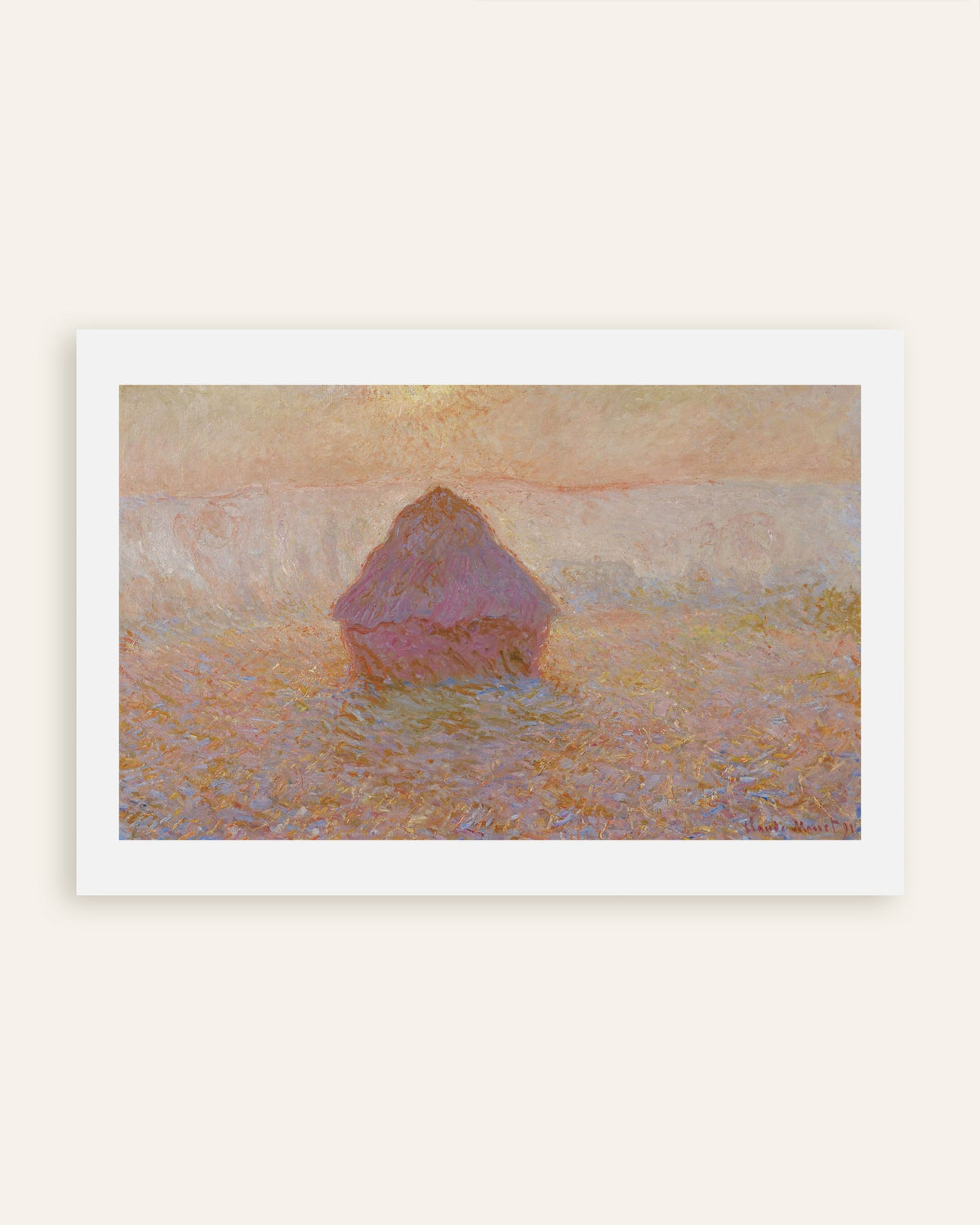 Plakat Kornstakk, sol i disen (1891) av Claude Monet, miniatyr