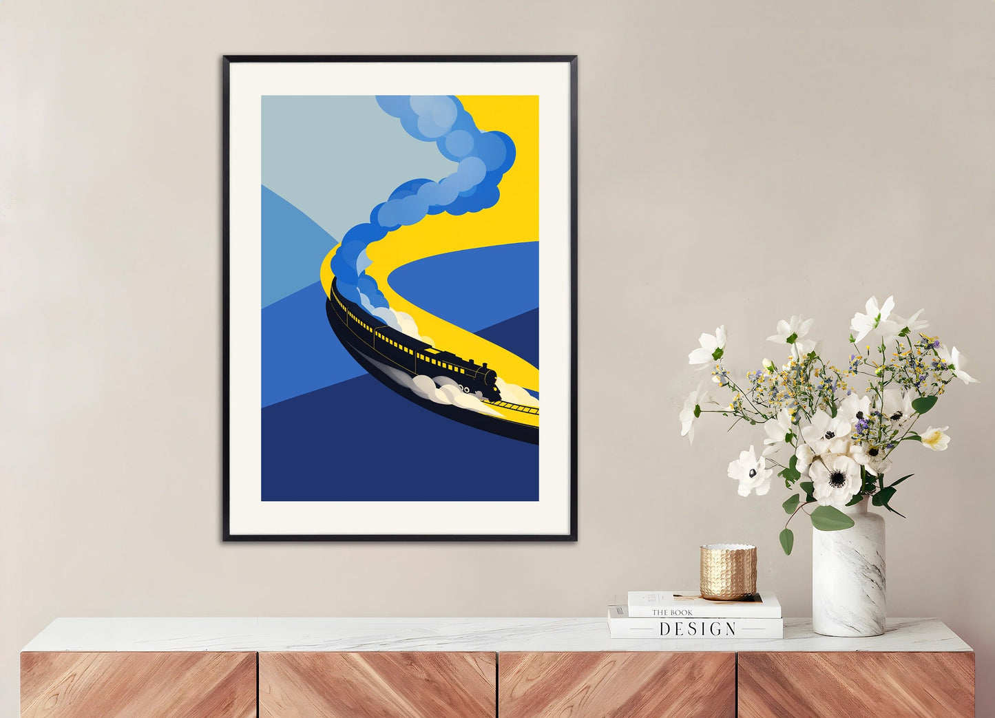 Poster of Graphic poster, Train, with metal frame