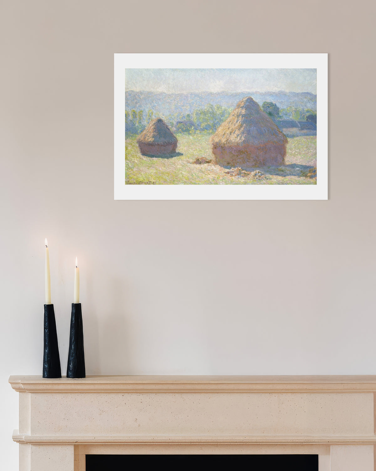 Plakat Kornstakker, sensommer (1891) av Claude Monet