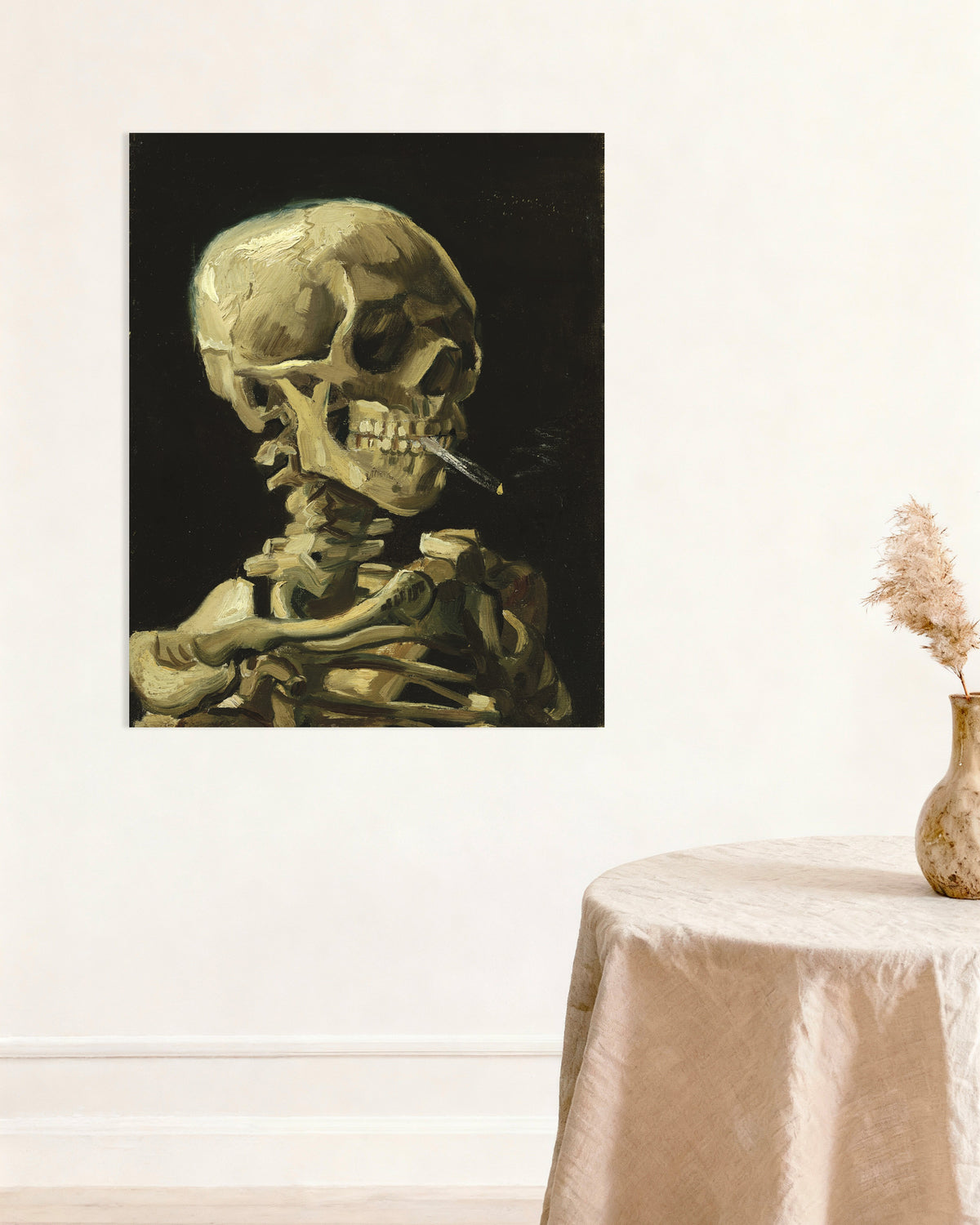 Poster av Et skjeletthode med en brennende sigarett (1886) av Vincent van Gogh