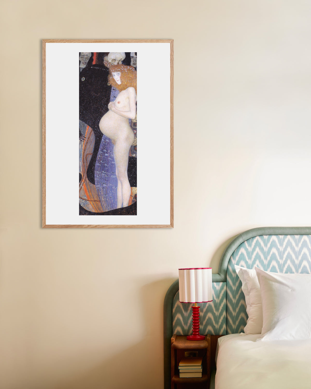 Plakat Håpet I (1903) av Gustav Klimt med ramme i naturtre
