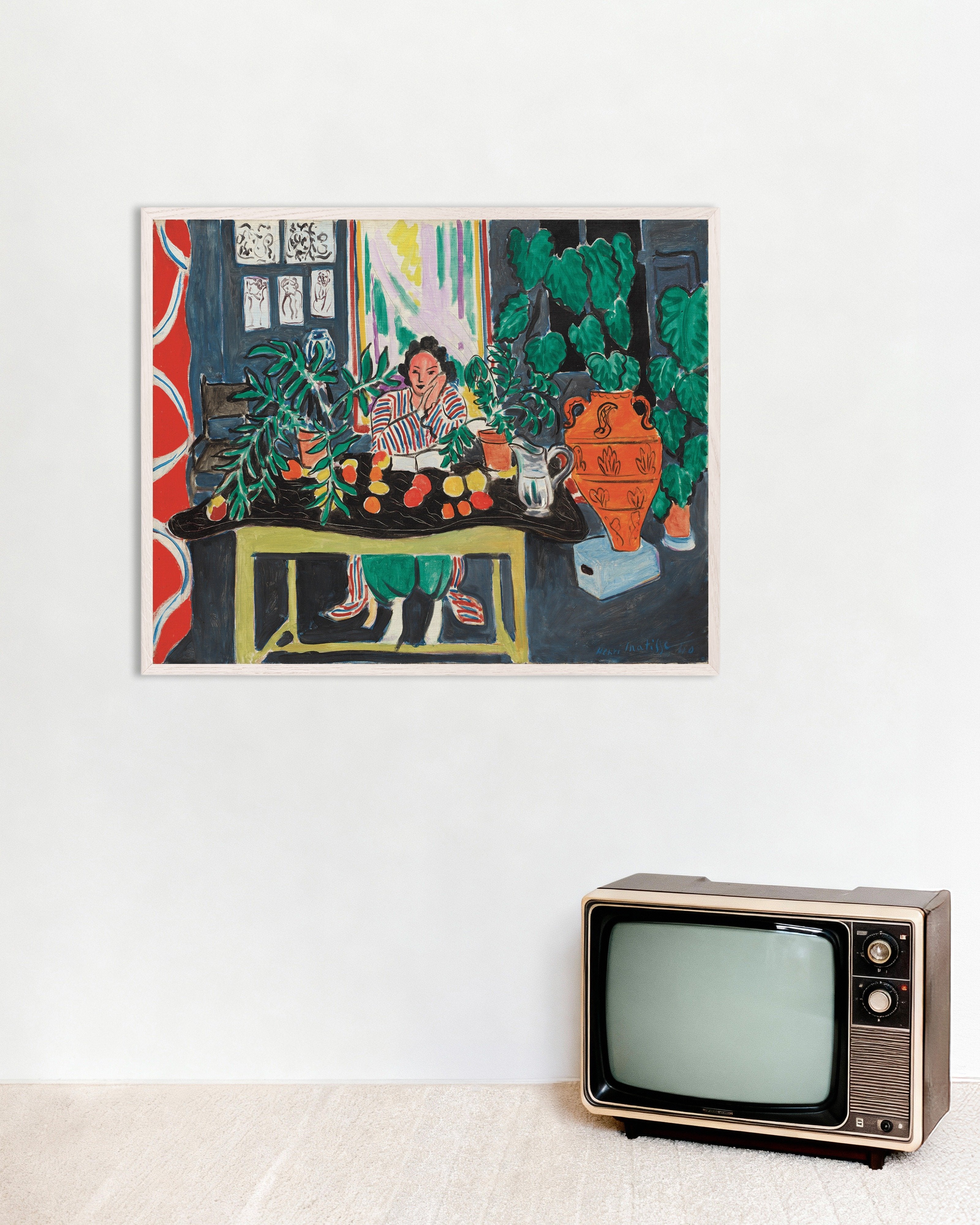 Poster of Interior with Etruscan Vase (1940) by Henri Matisse - Poster, with white wooden frame