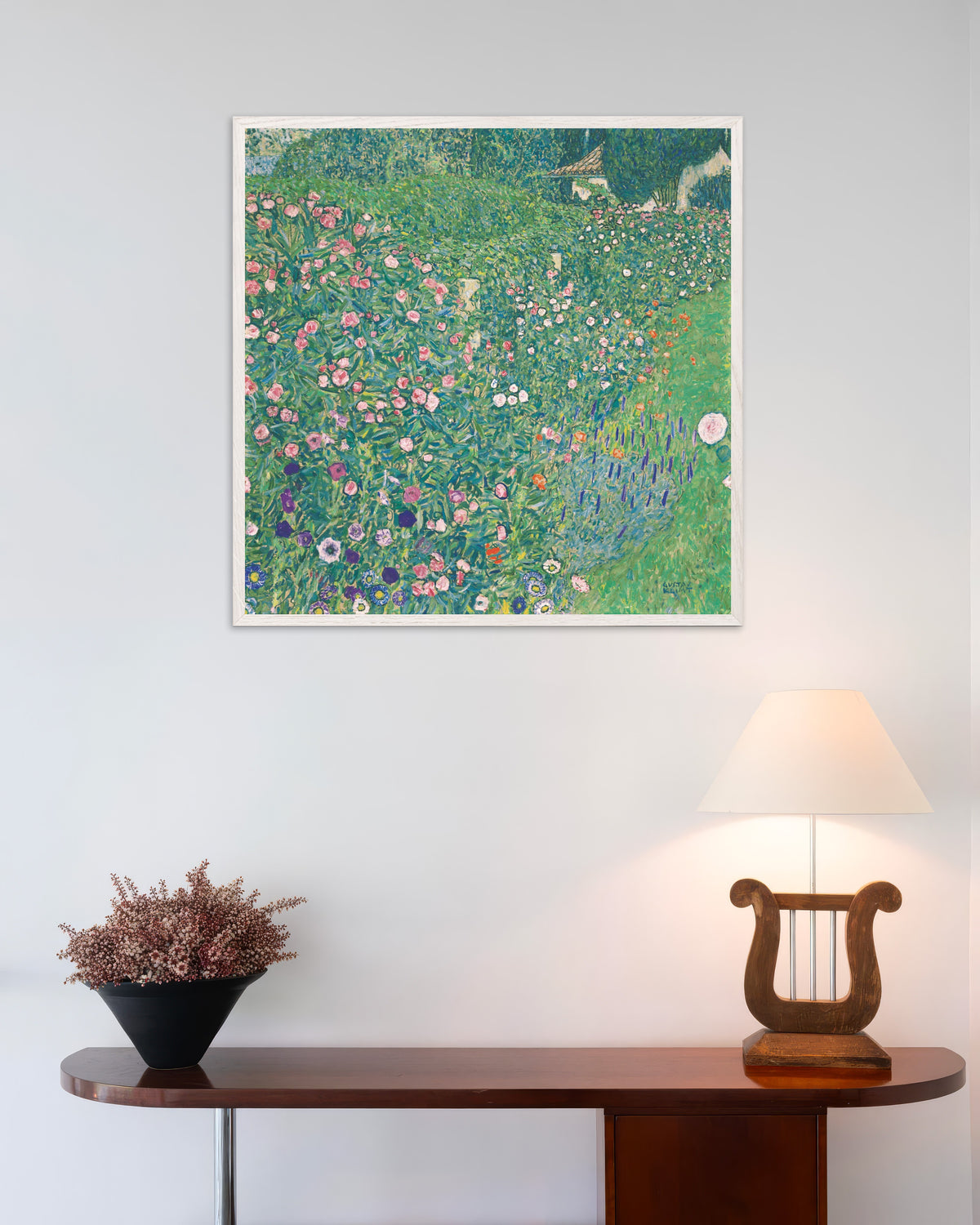 Plakat Italiensk hagelandskap (1913) av Gustav Klimt med hvit treramme