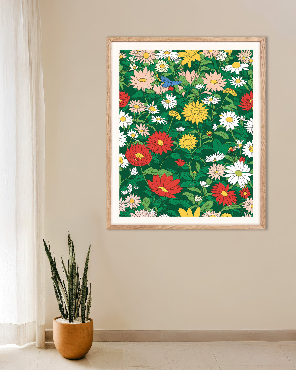 Poster of Japanese animation studio, Flowers - Poster, with natural wooden frame