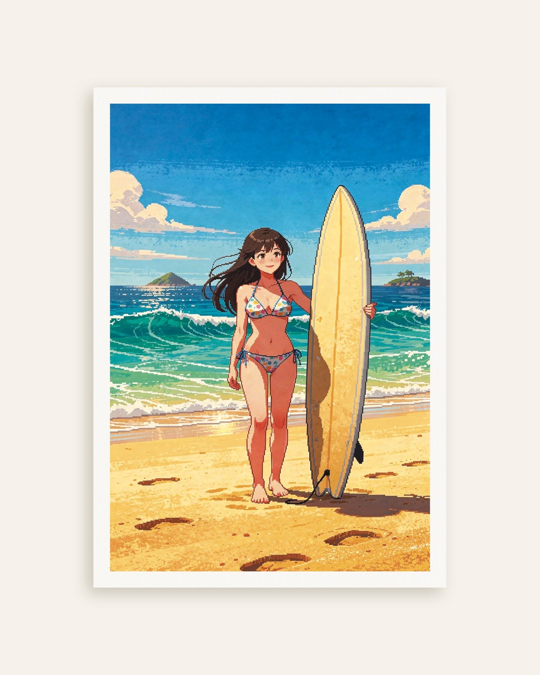Poster of Japanese Surfer Pixel Art Poster, thumbnail