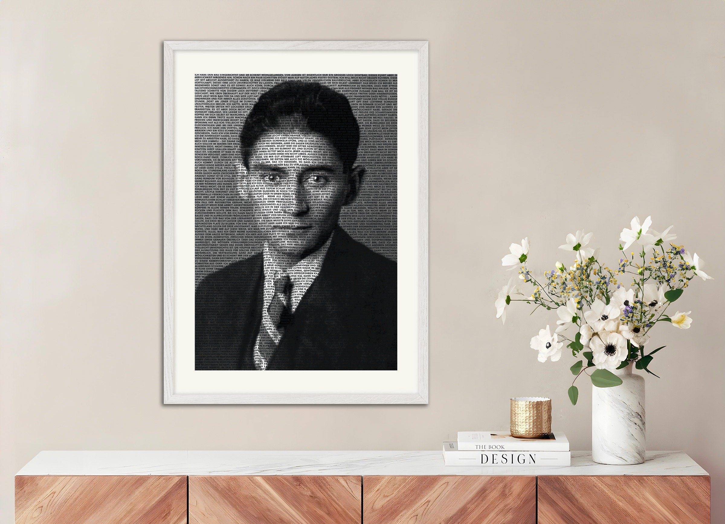 Poster of Kafka poster, with white wooden frame