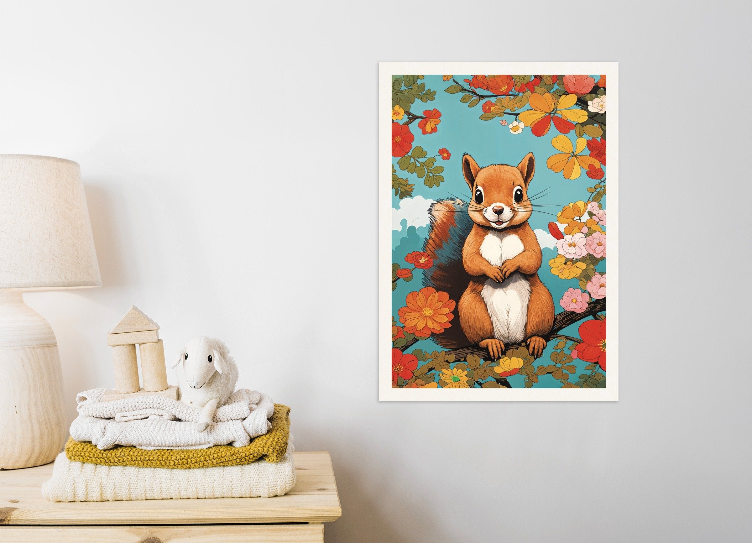 Poster of Kawaii Squirrel Poster – Whimsical Kids’ Room Art