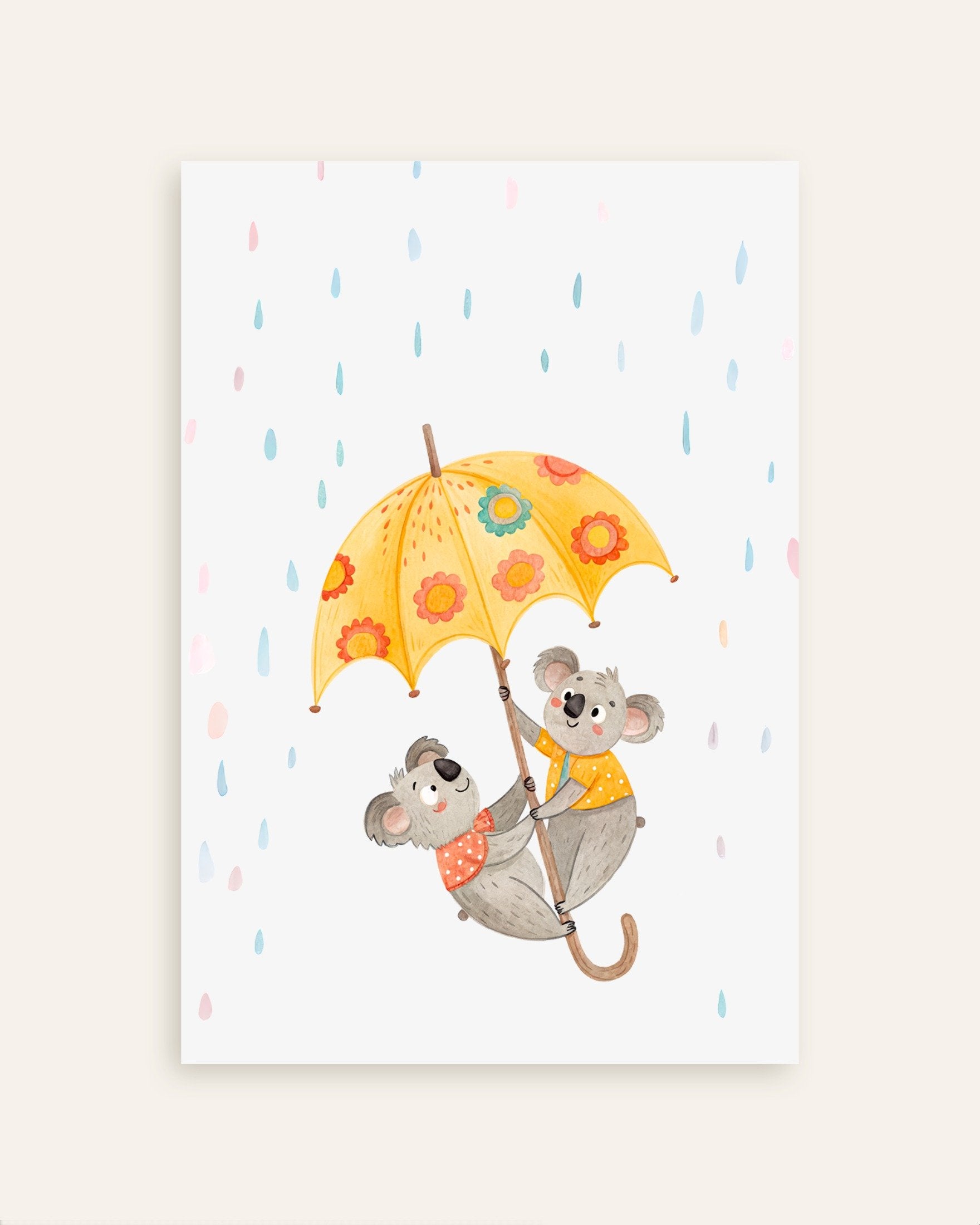 Poster of Koalas with Umbrella Poster - Nursery Wall Art, thumbnail