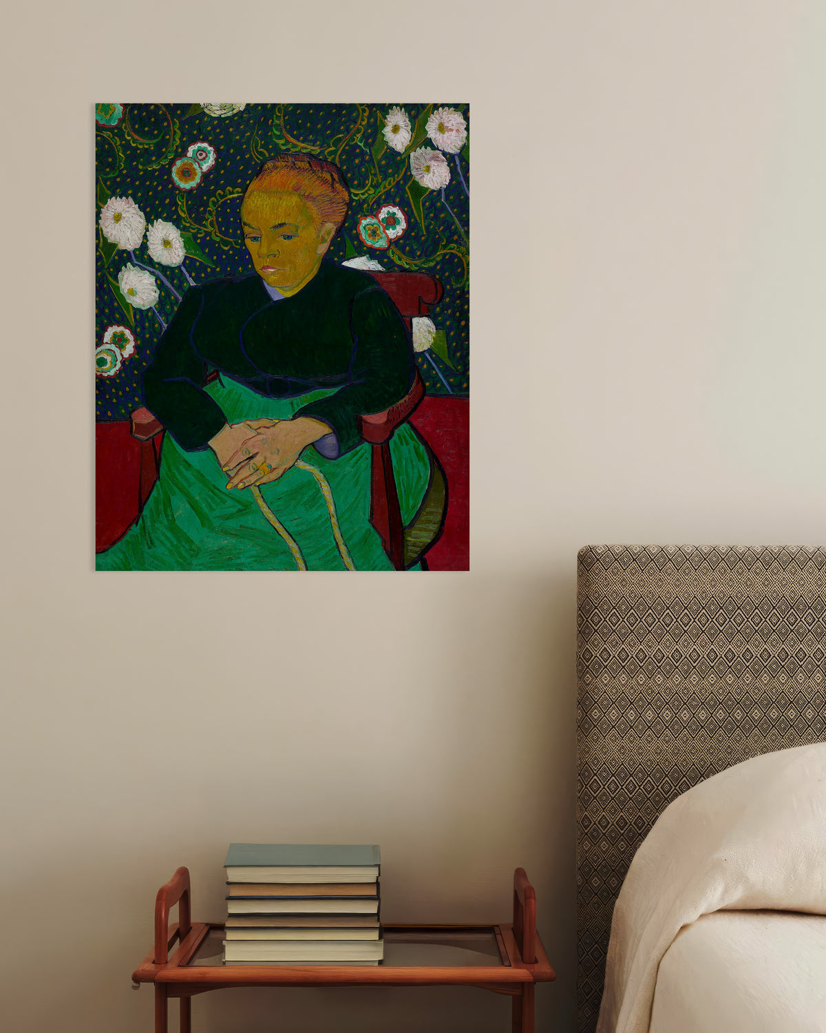 Poster av La Berceuse, Madame Roulin vugger vuggen (1889) av Vincent van Gogh