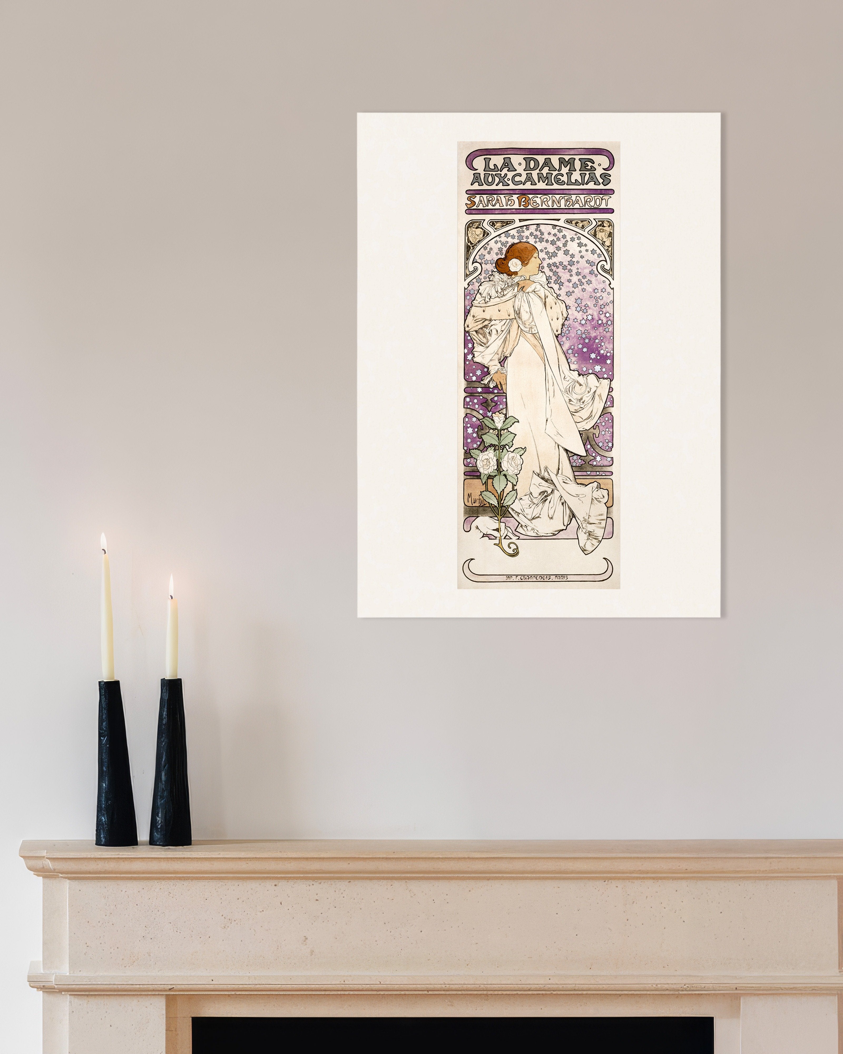 Poster of La dame aux camelias, Sarah Bernhardt (1896) by Alfons Mucha - Print
