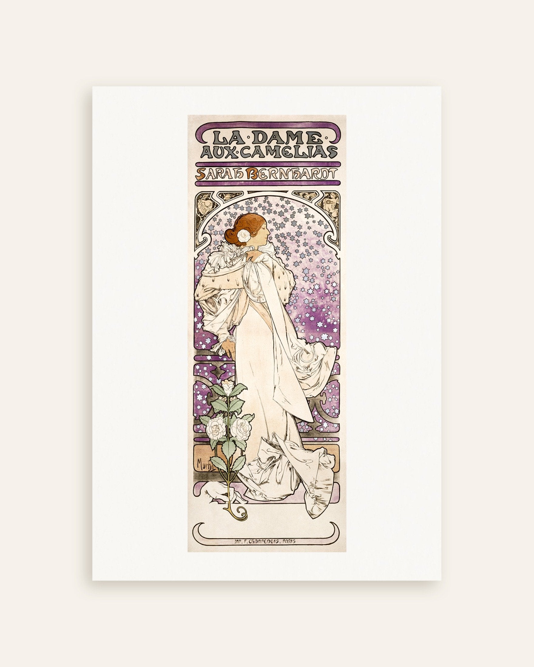 Poster of La dame aux camelias, Sarah Bernhardt (1896) by Alfons Mucha - Print, thumbnail